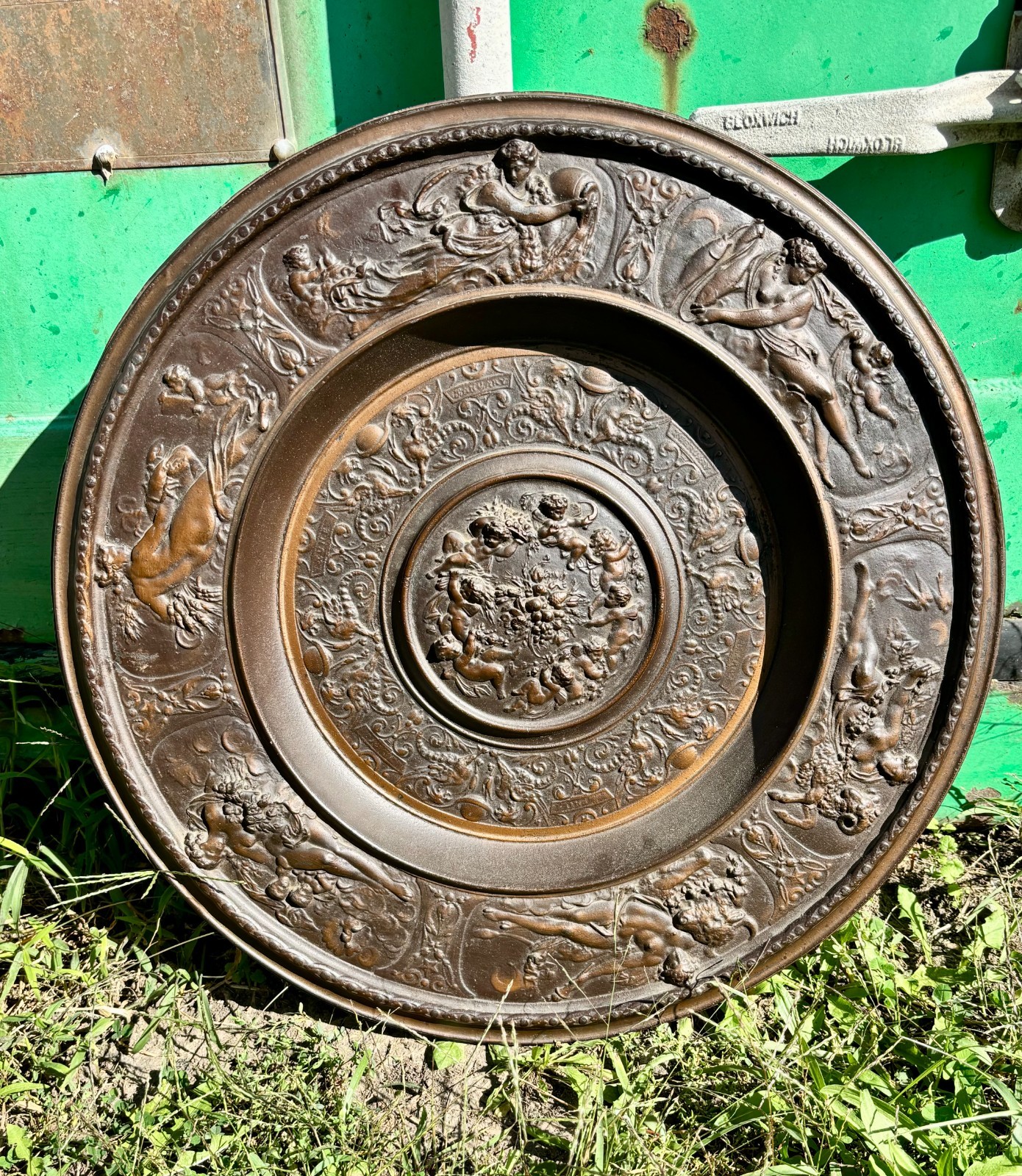 Antique 19th Century German Berlin Cast Iron Art Nouveau Horoscope Charger Plate Antique 19th Century German Berlin Cast Iron Art Nouveau Horoscope Charger Plate