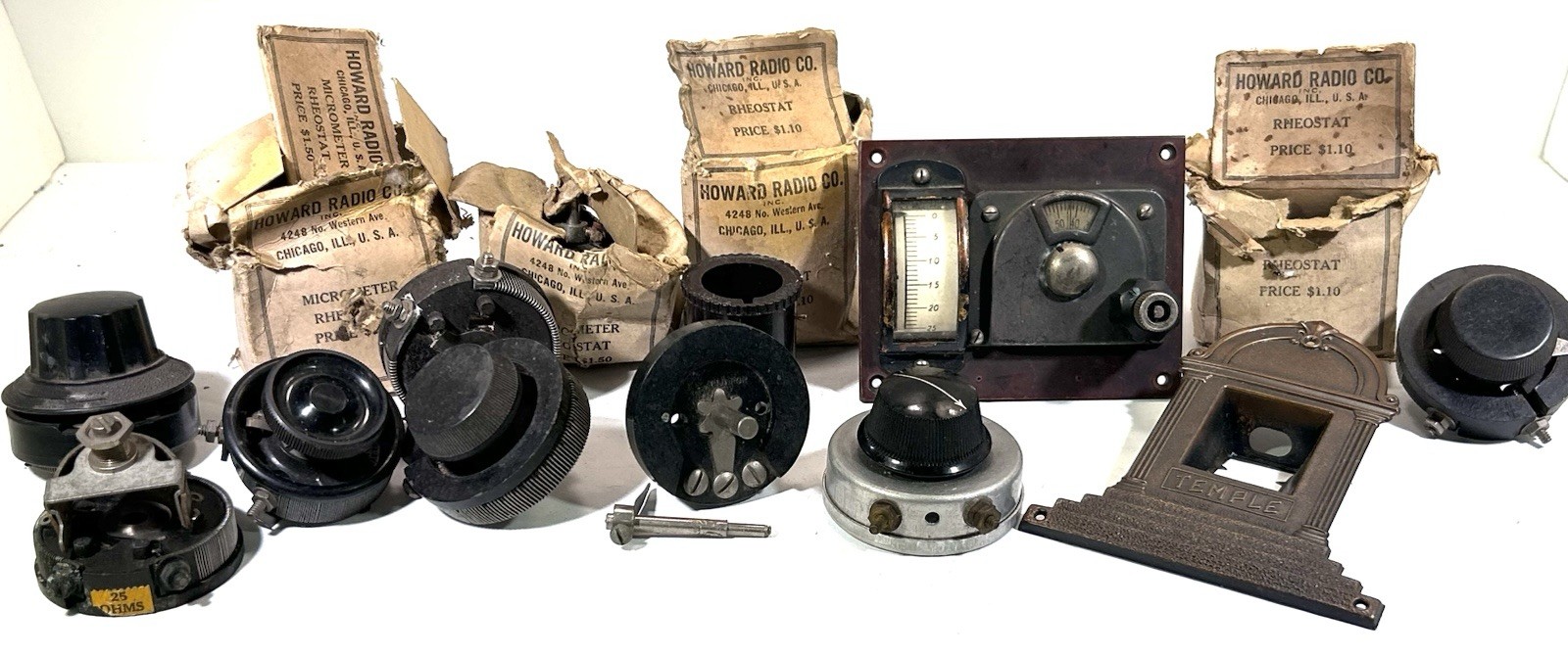 VTG Lot 20’s 30’s Radio Parts • Rheostat Faceplate Temple Howard Naxon Bakelite VTG Lot 20’s 30’s Radio Parts • Rheostat Faceplate Temple Howard Naxon Bakelite