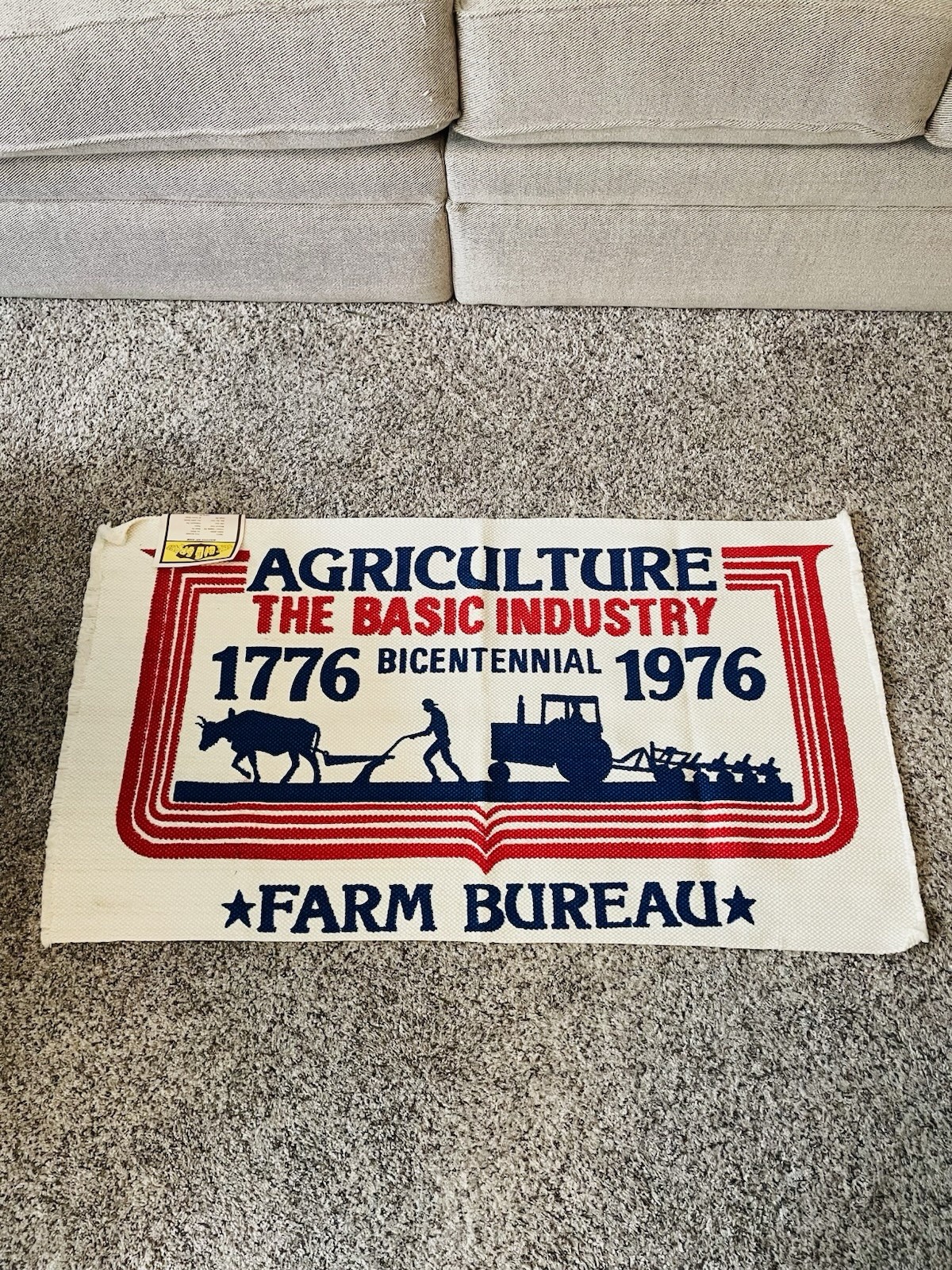 Vintage Rare 1976 Farm Bureau Agriculture Basic Industry 24”x45” Rug Mat NWT Vintage Rare 1976 Farm Bureau Agriculture Basic Industry 24”x45” Rug Mat NWT
