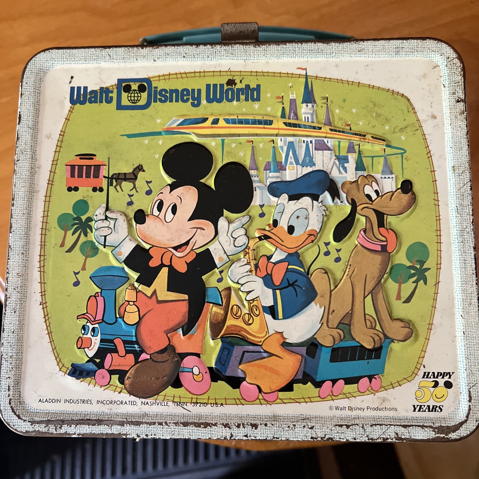 Vintage 1970s Walt Disney World Aladdin Metal Lunch Box HAPPY 50 YEARS
