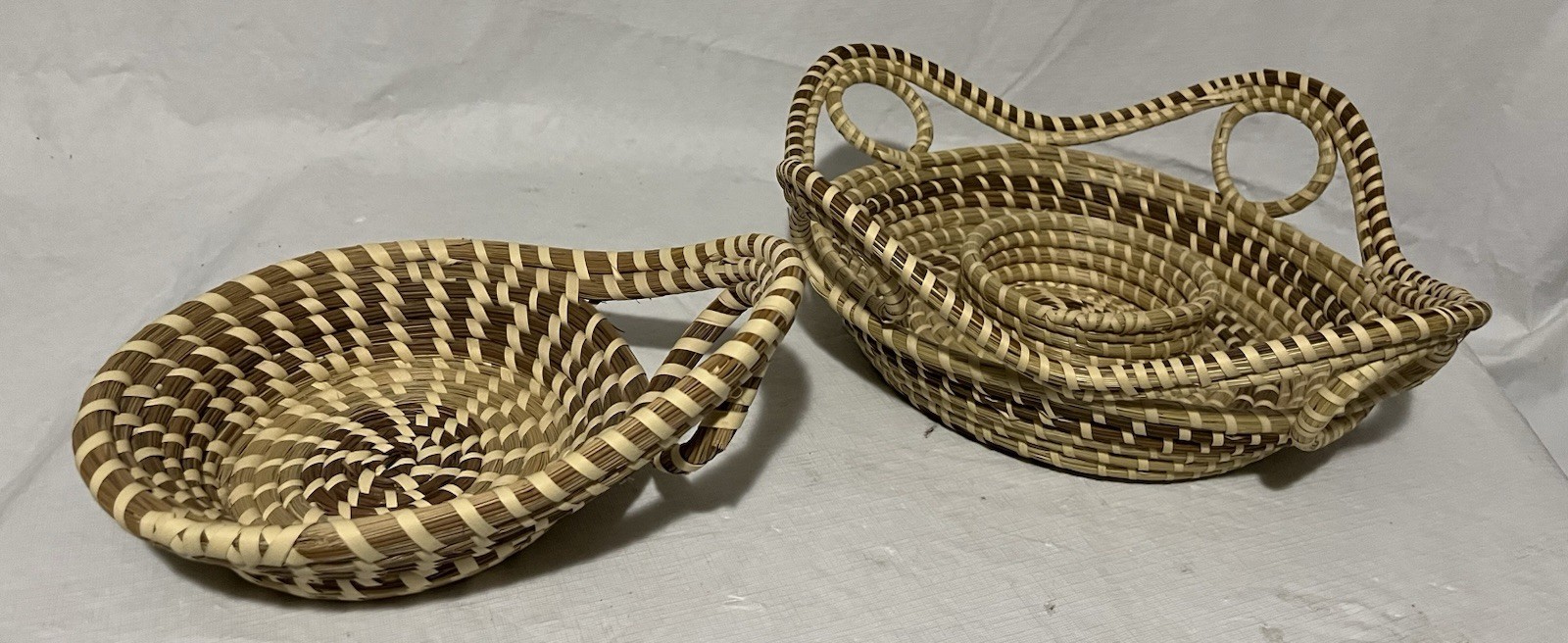 2 Pc Lot Authentic Gullah Sweetgrass Baskets Charleston SC Handmade Lowcountry