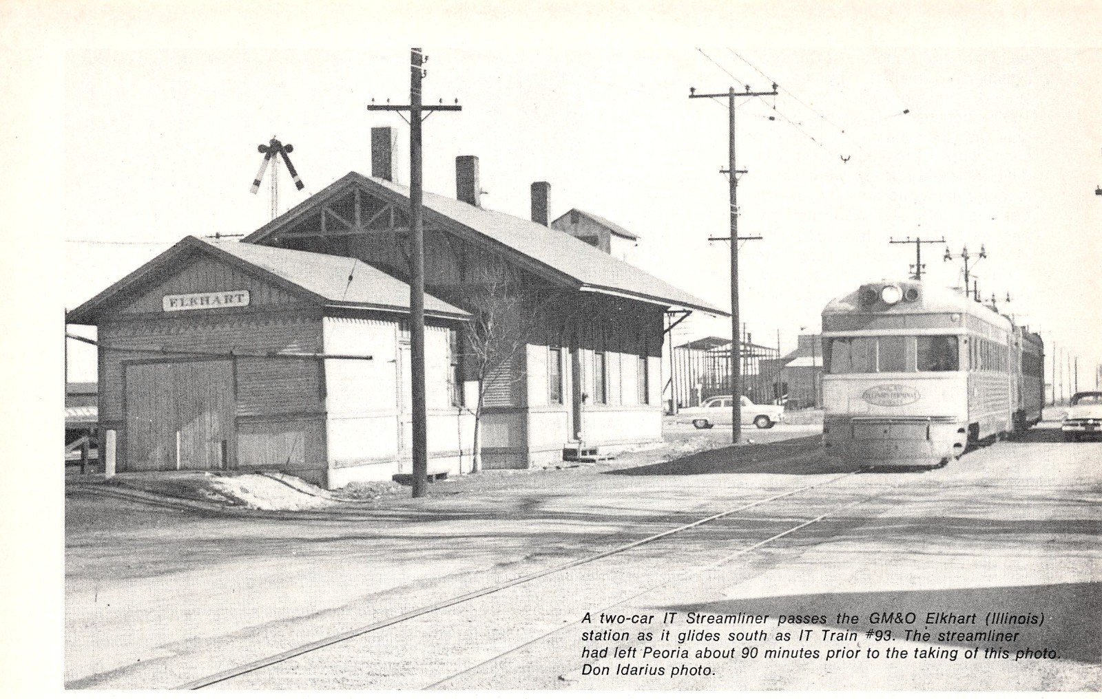 IT Streamliner Passes GM&O Elkhart Illinois Station Depot Vtg Magazine Cut Out