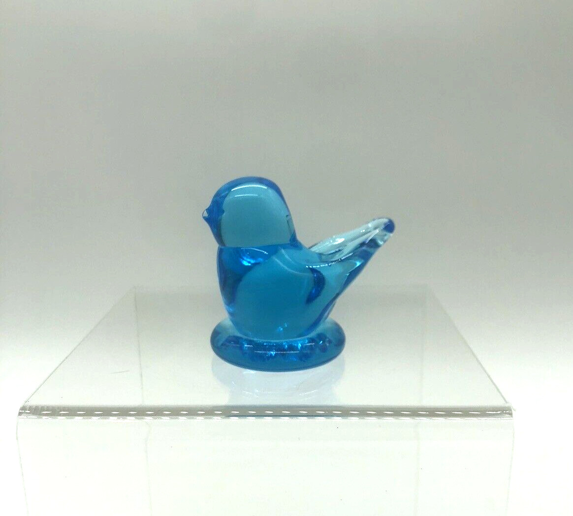 Vintage Blue Bird of Happiness Art Glass Figurine 2.5\