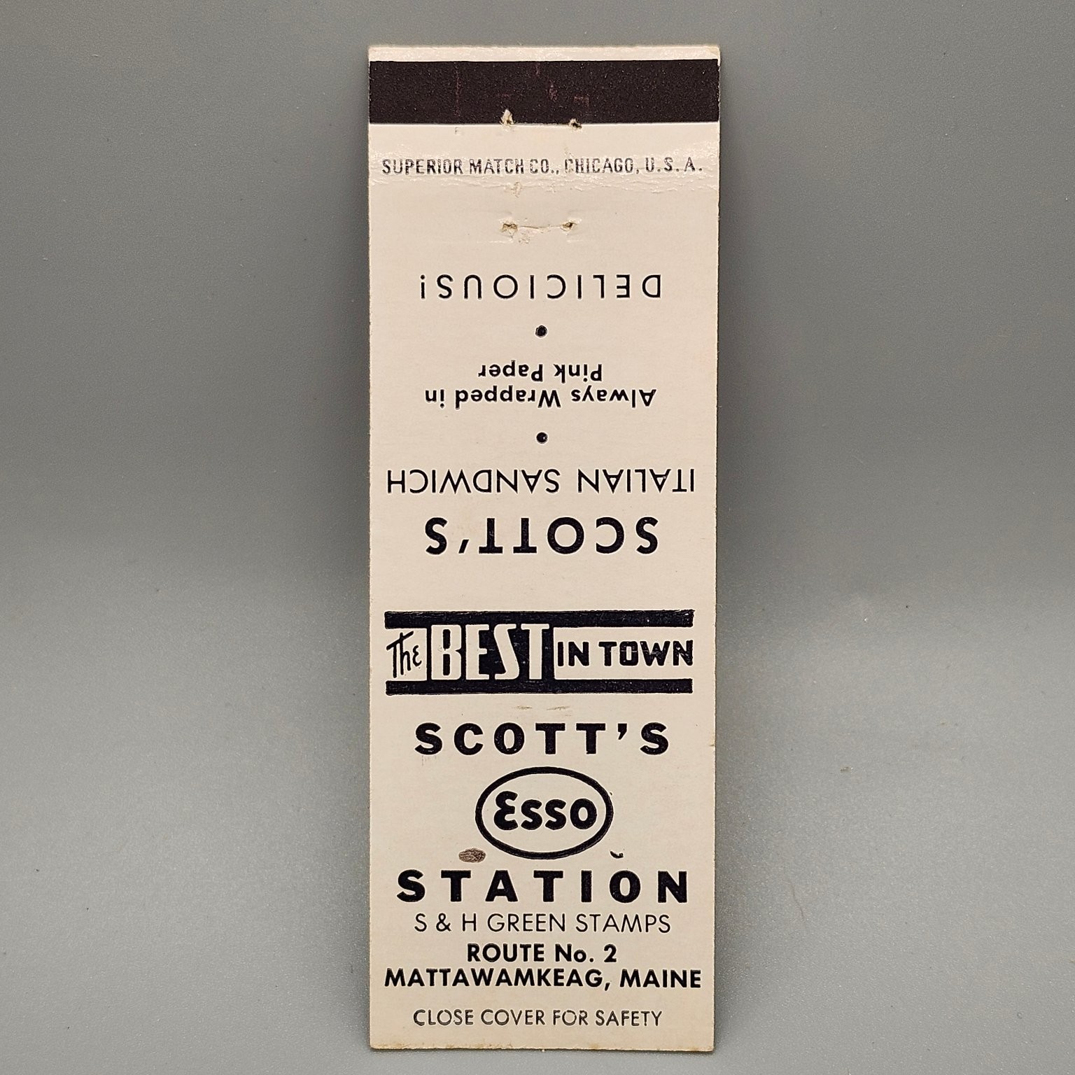 Vintage Scott's Esso Station Mattawamkeag Maine Matchbook Cover S&H Green Stamps Vintage Scott's Esso Station Mattawamkeag Maine Matchbook Cover S&H Green Stamps