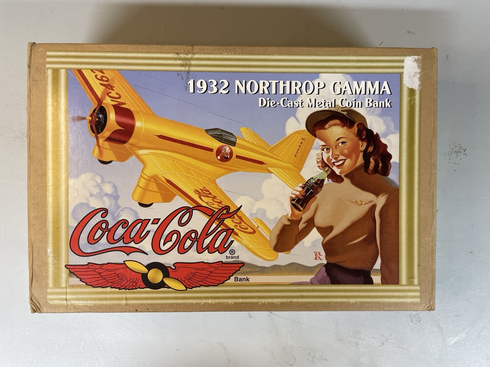 Coca Cola 1932 Northrop Gamma Diecast Airplane Coin Bank B900 w/ Box