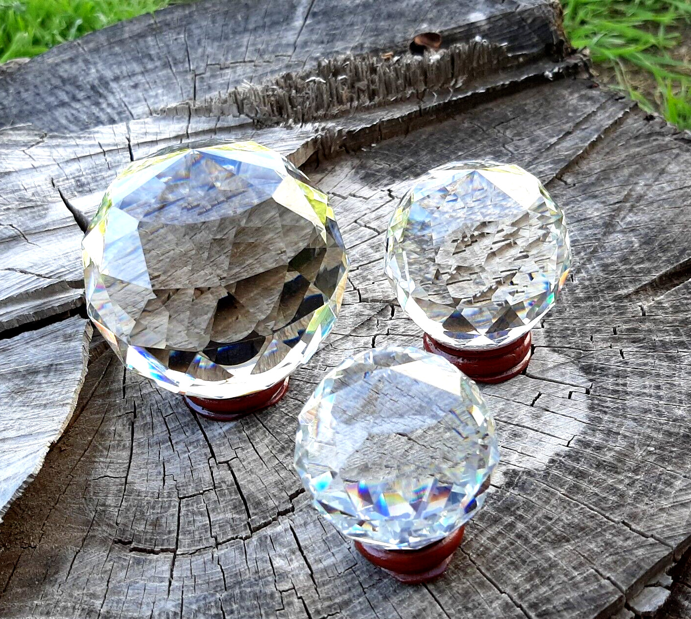 3 Clear Cut Crystal Ball Set/50&60&80mm/K9 Faceted Gazing Ball From US 3 Clear Cut Crystal Ball Set/50&60&80mm/K9 Faceted Gazing Ball From US