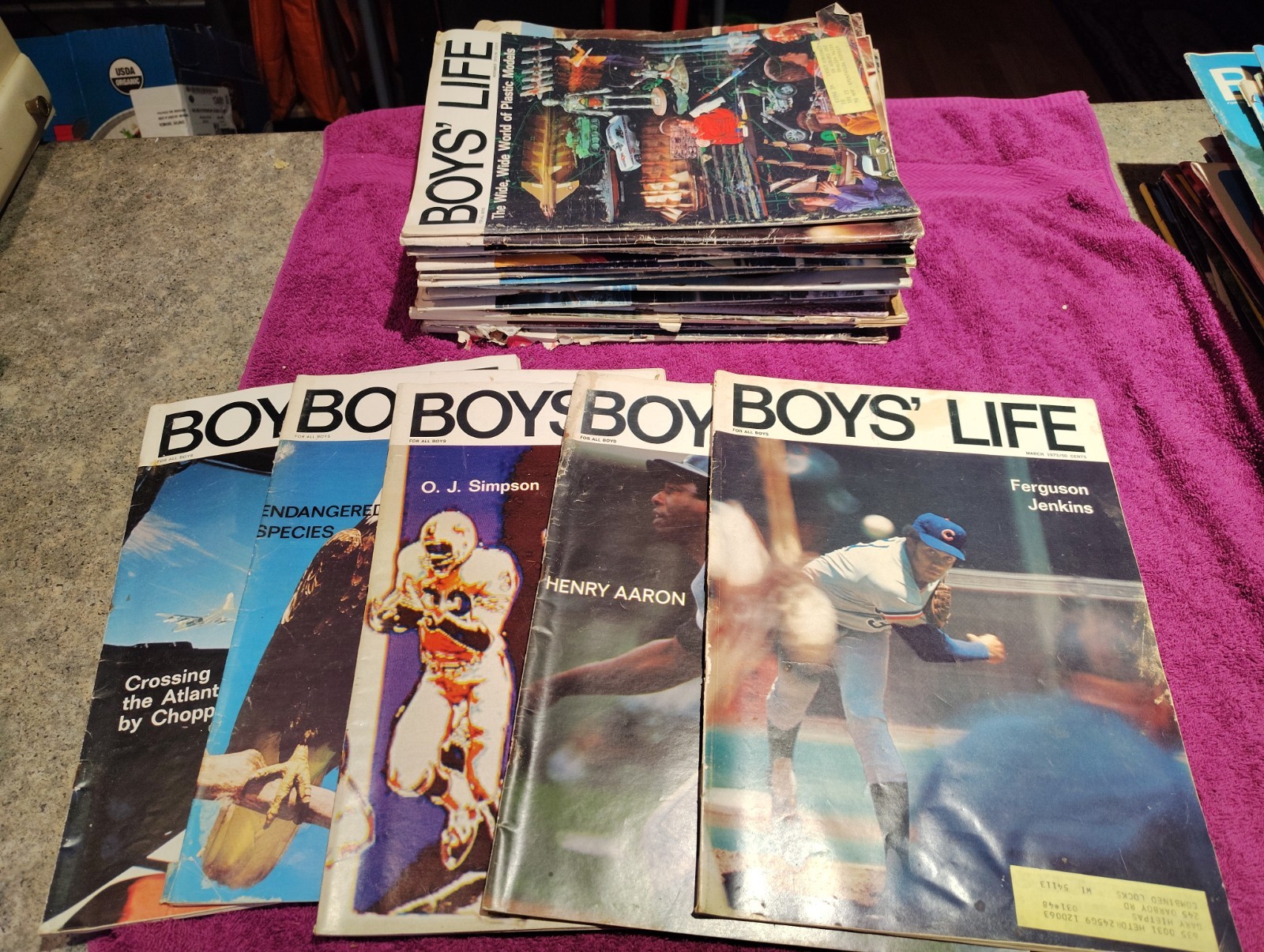 Vintage 1970s Boys Life Magazine Lot of 30 March 1972 Hank Aaron OJ Simpson BSA