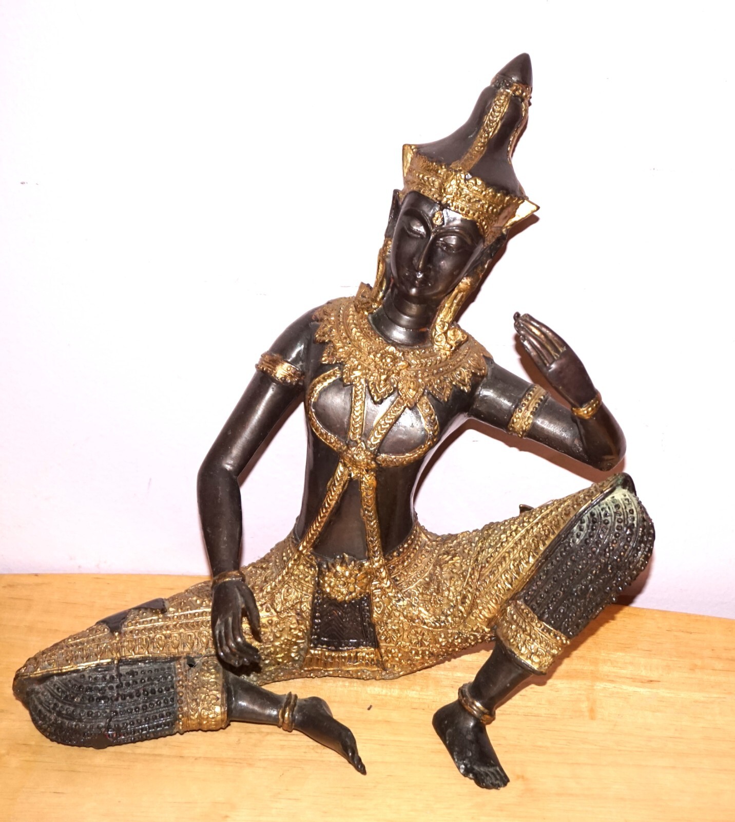 Vintage Thai Figurine Buddha Gild Bronze Statue Home Decor Siam Bronze Figurine
