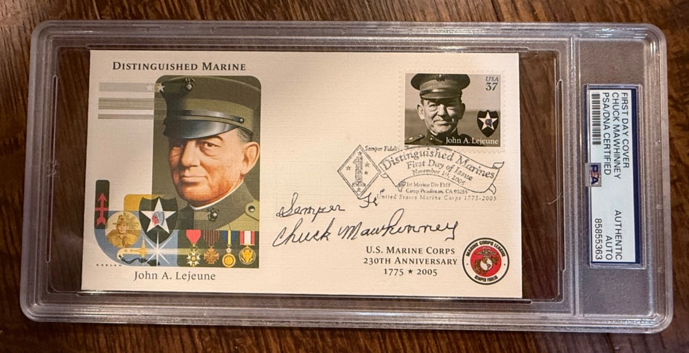 Chuck Mawhinney Signed FDC PSA/DNA USMC Vietnam Sniper Lejeune Semper Fi Chuck Mawhinney Signed FDC PSA/DNA USMC Vietnam Sniper Lejeune Semper Fi