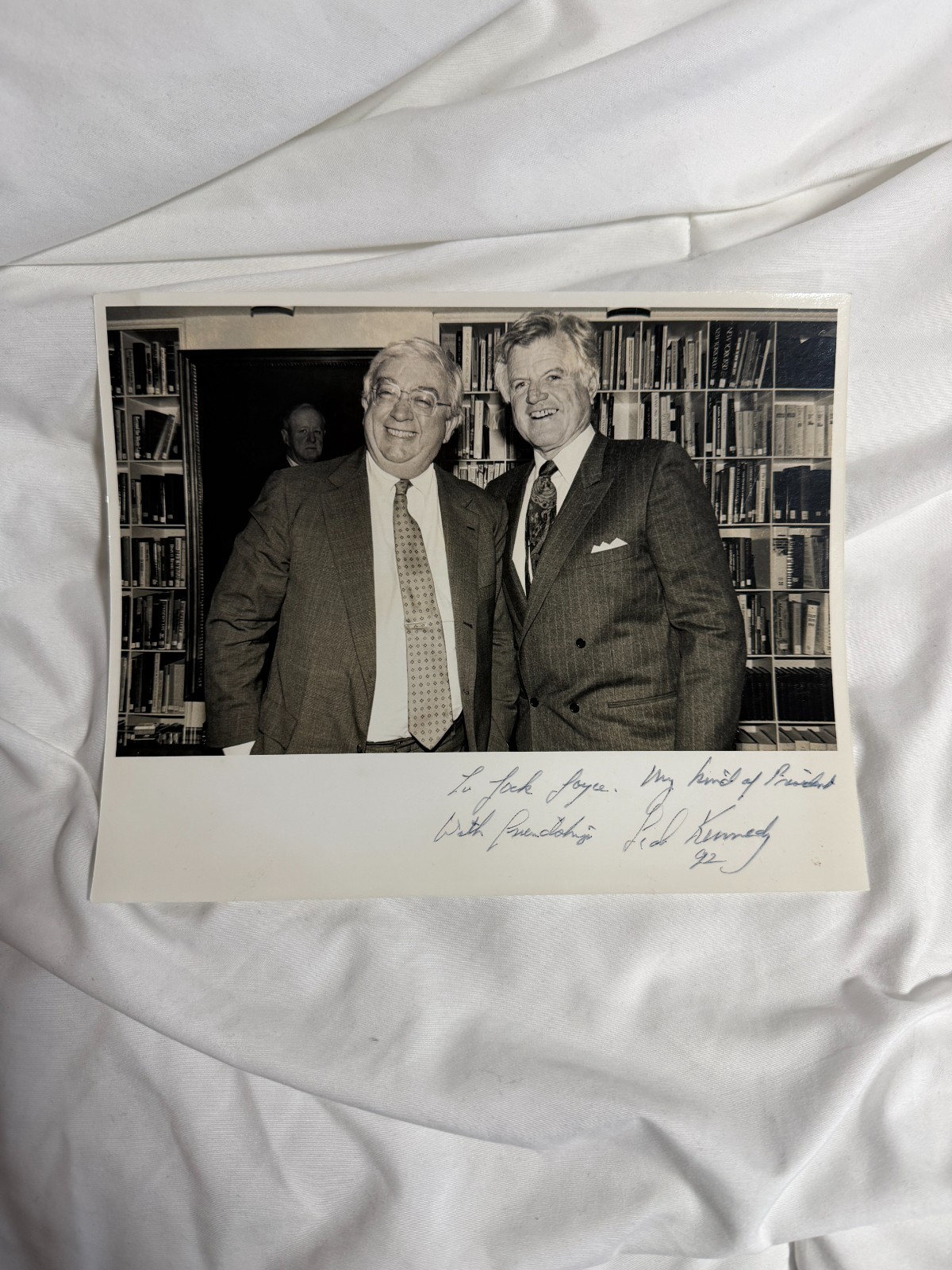 Ted Kennedy Signed & Inscribed Photograph (1992) – Personal Dedication to Labor Ted Kennedy Signed & Inscribed Photograph (1992) – Personal Dedication to Labor