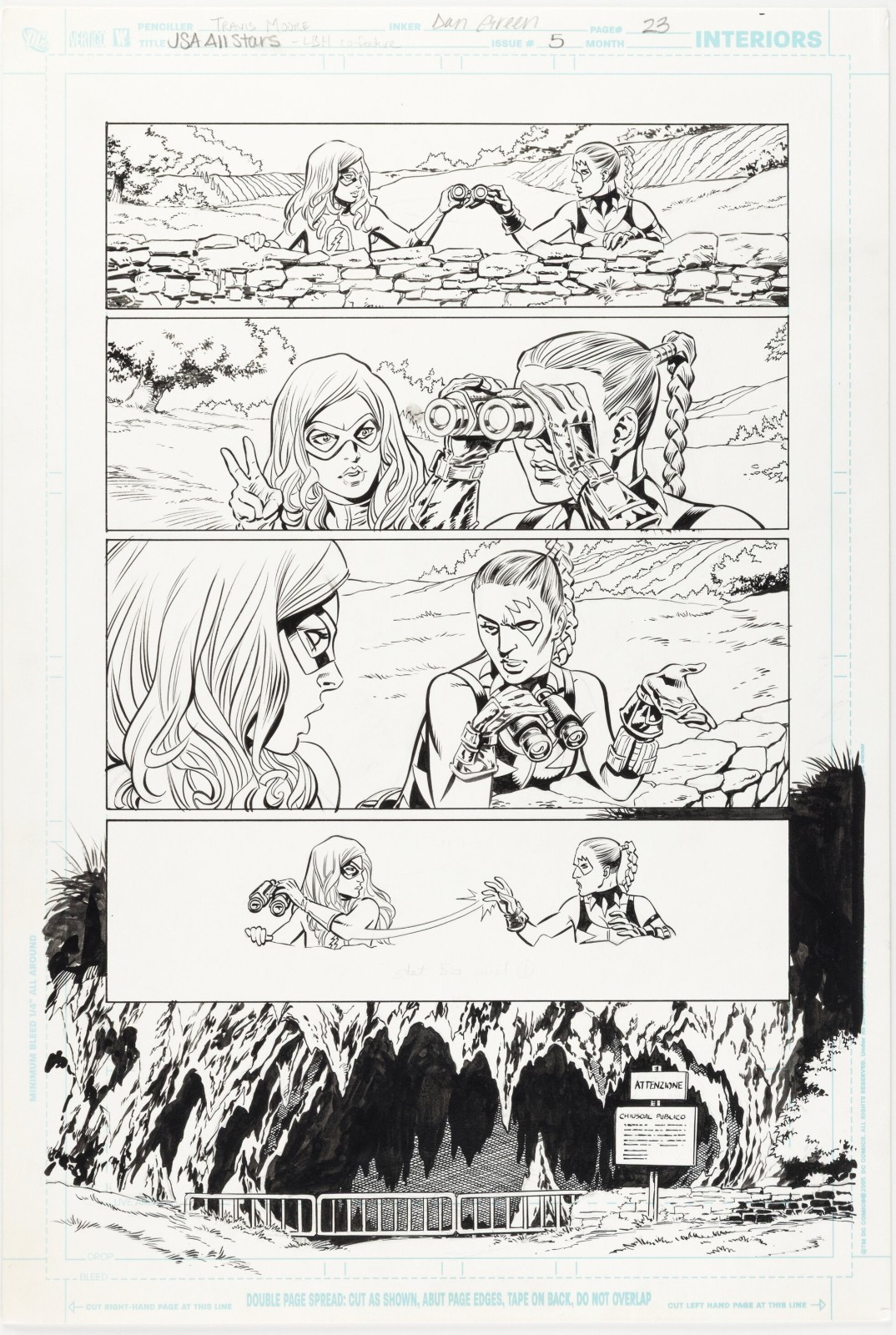 Travis Moore Dan Green JSA All-Stars 5 Liberty Belle Tigress Page Original Art 