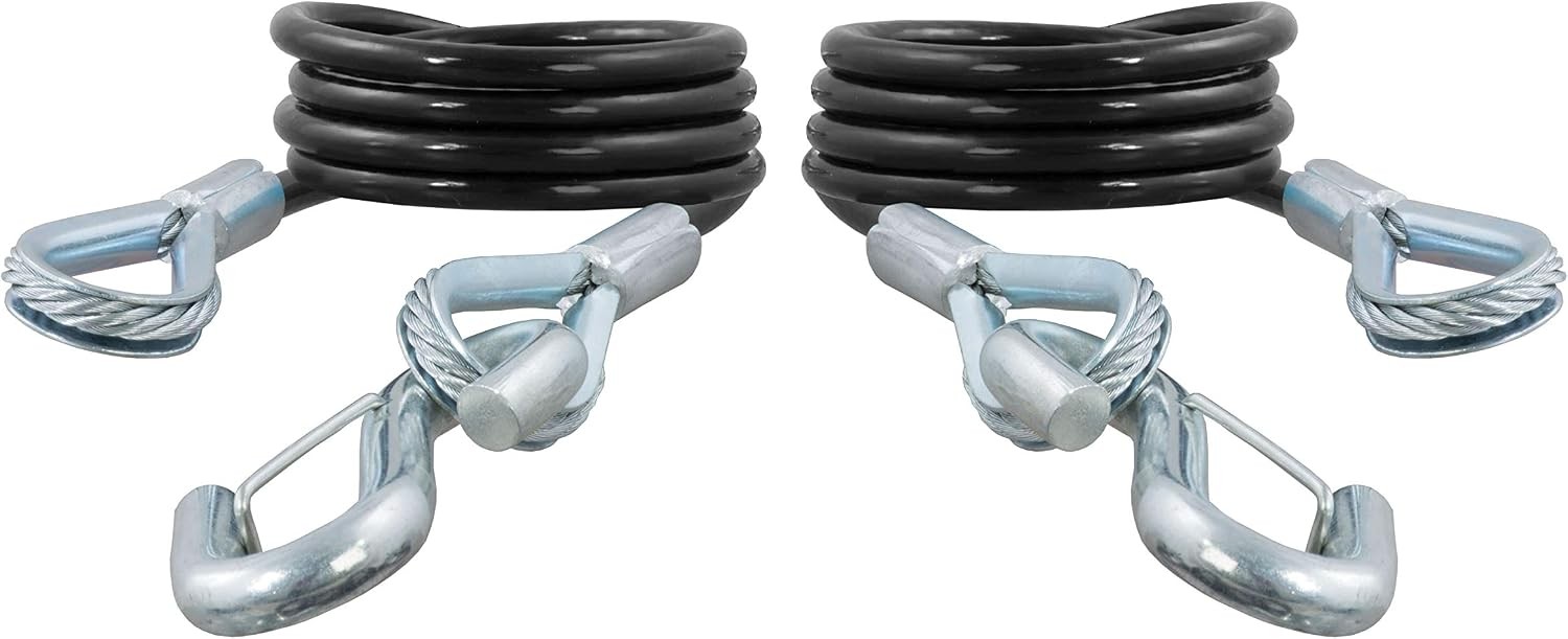 43-7/8-Inch Vinyl-Coated Trailer Safety Cables, 3/8-In Snap Hooks, 3,500 lbs
