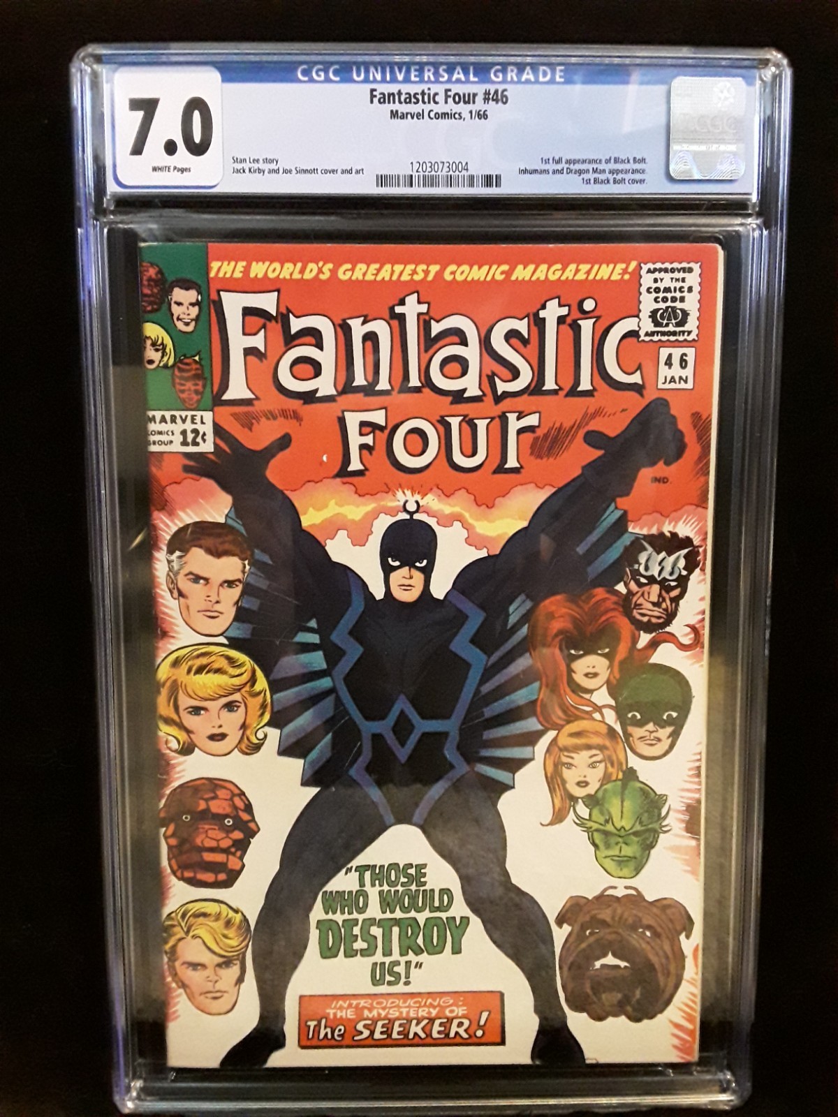 Fantastic Four #46 1966 CGC 7.0  1st full appearance of Black Bolt White Pages