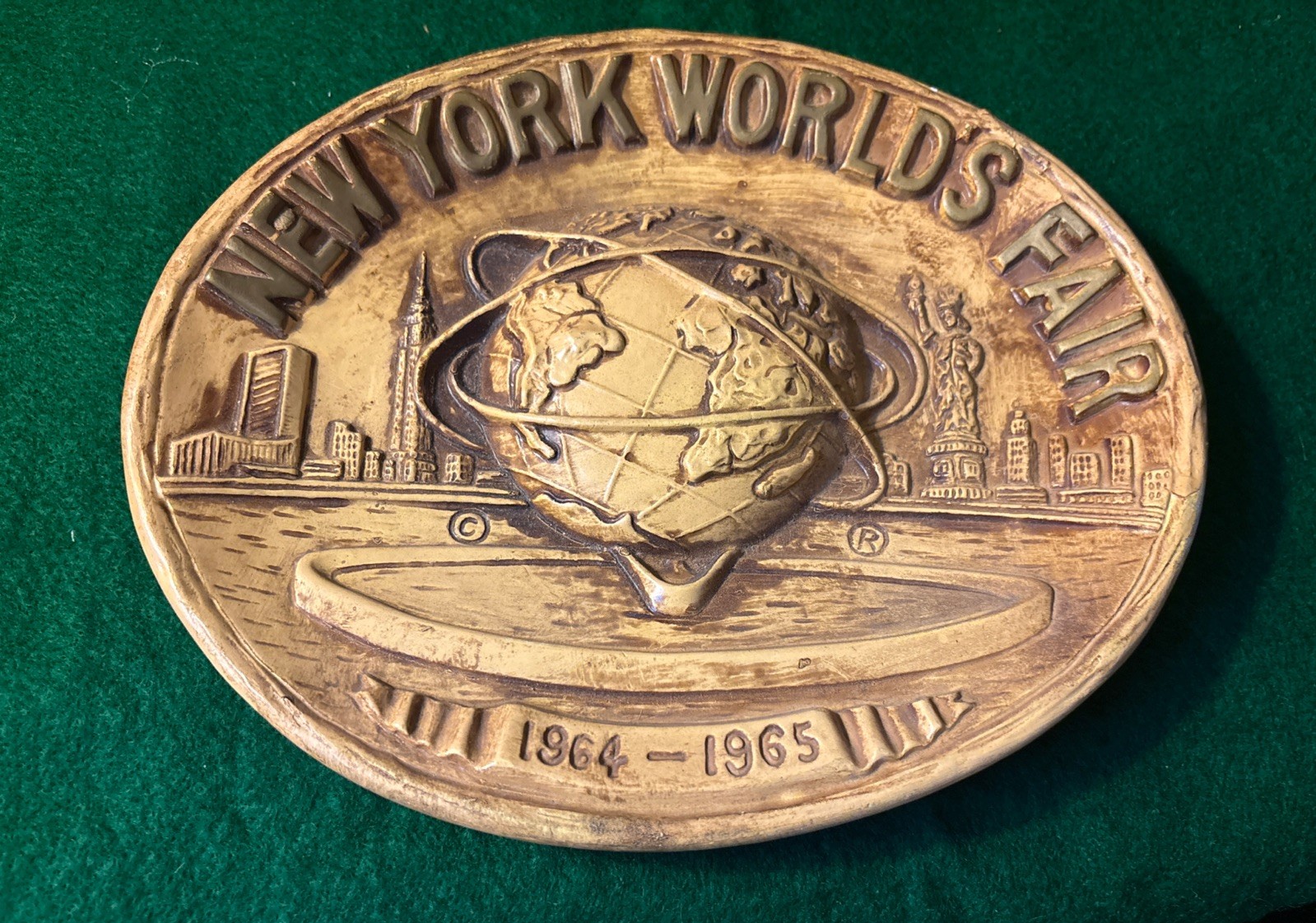 Vintage 1964-1965 New York World's Fair Bisque 3-D Unisphere Wall Plaque Vintage 1964-1965 New York World's Fair Bisque 3-D Unisphere Wall Plaque