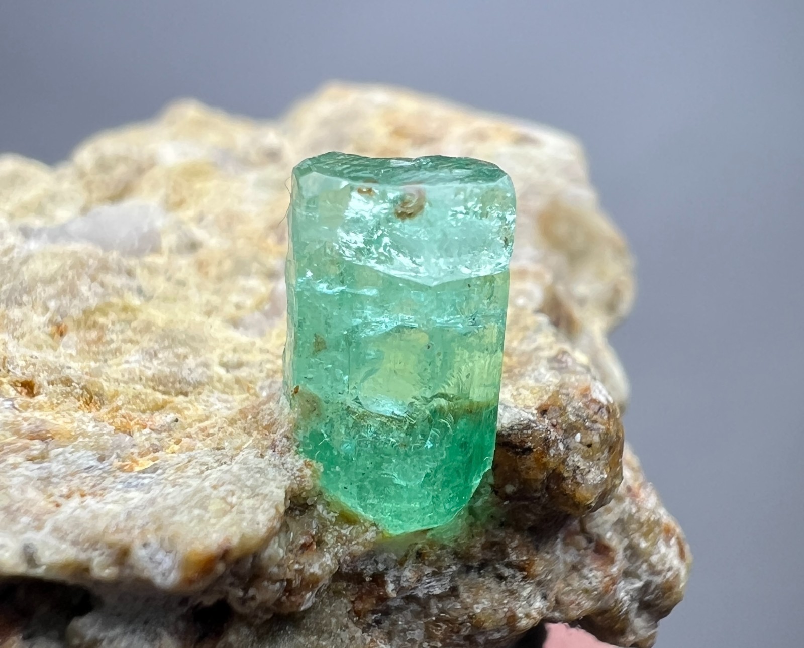 79 Ct Full Terminated Top Green Panjshir Emarald Crystal On Matrix @ Afg