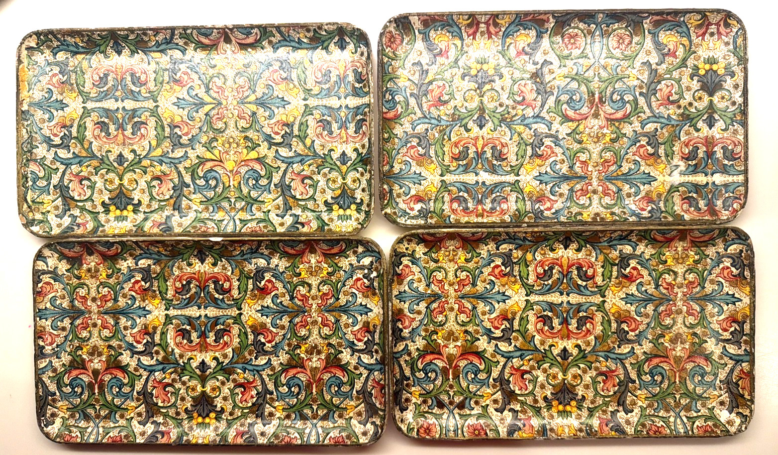 LOT 4 VINTAGE MCM VIKING IMP Alcohol Proof Paper  Dresser Vanity Trinket TRAYS