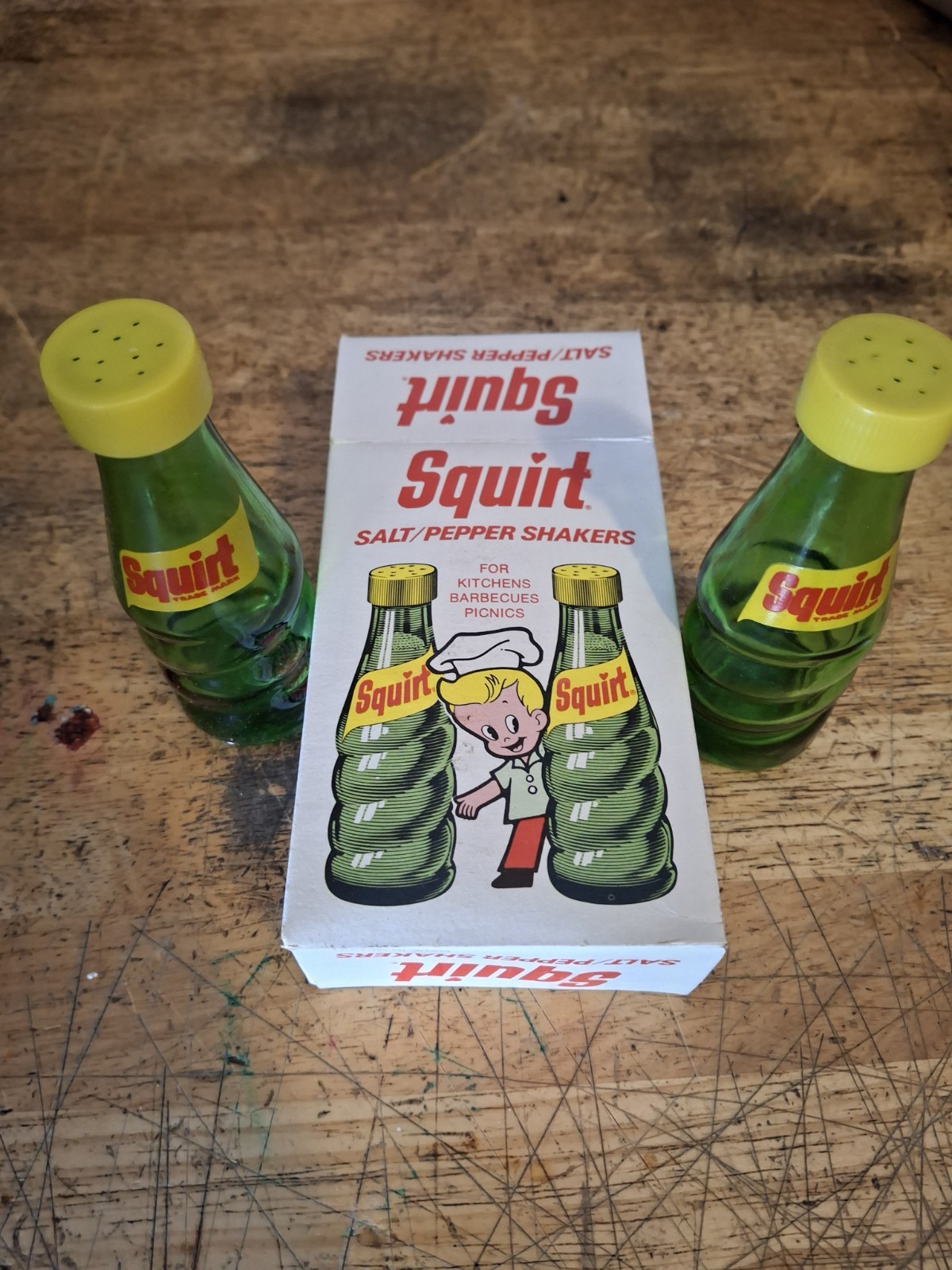Squirt Salt And Pepper Shakers Vintage 1974 New Old Stock RETRO Squirt Soda Squirt Salt And Pepper Shakers Vintage 1974 New Old Stock RETRO Squirt Soda