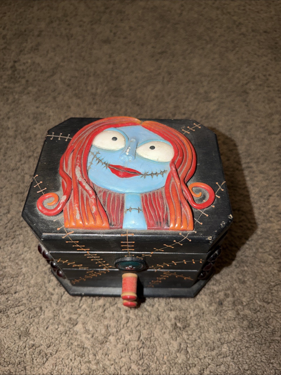 Robert A Haas RAH Signed Hand Painted Disney Sally Coffin Jewelry Trinket Box