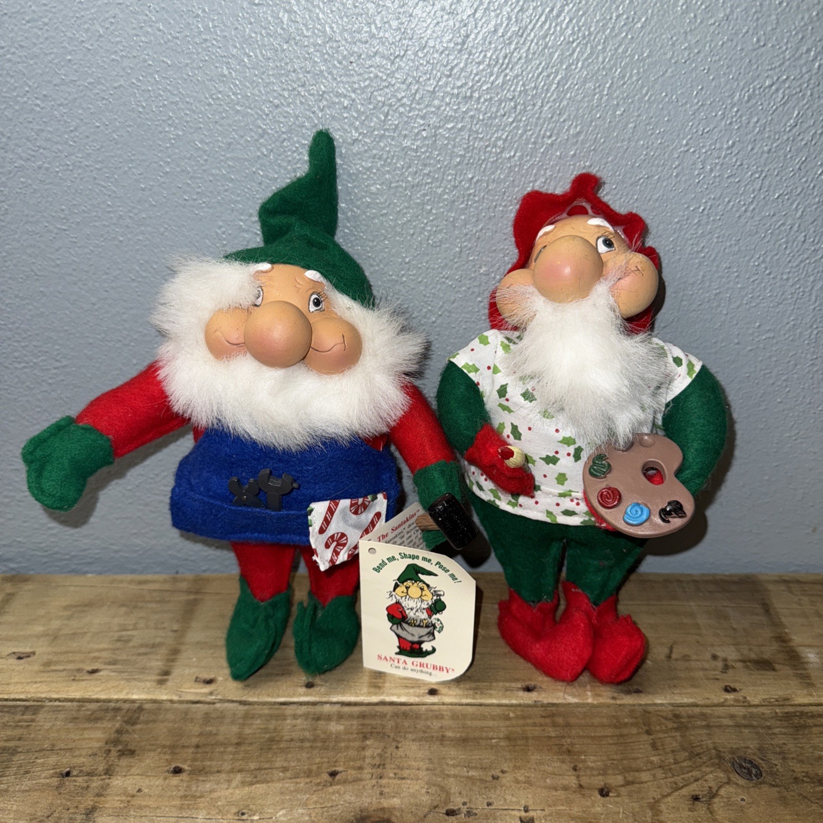 Vintage SANTAKINS 1992 Santa’s Best 8” Painter & Workshop Toy Maker EUC