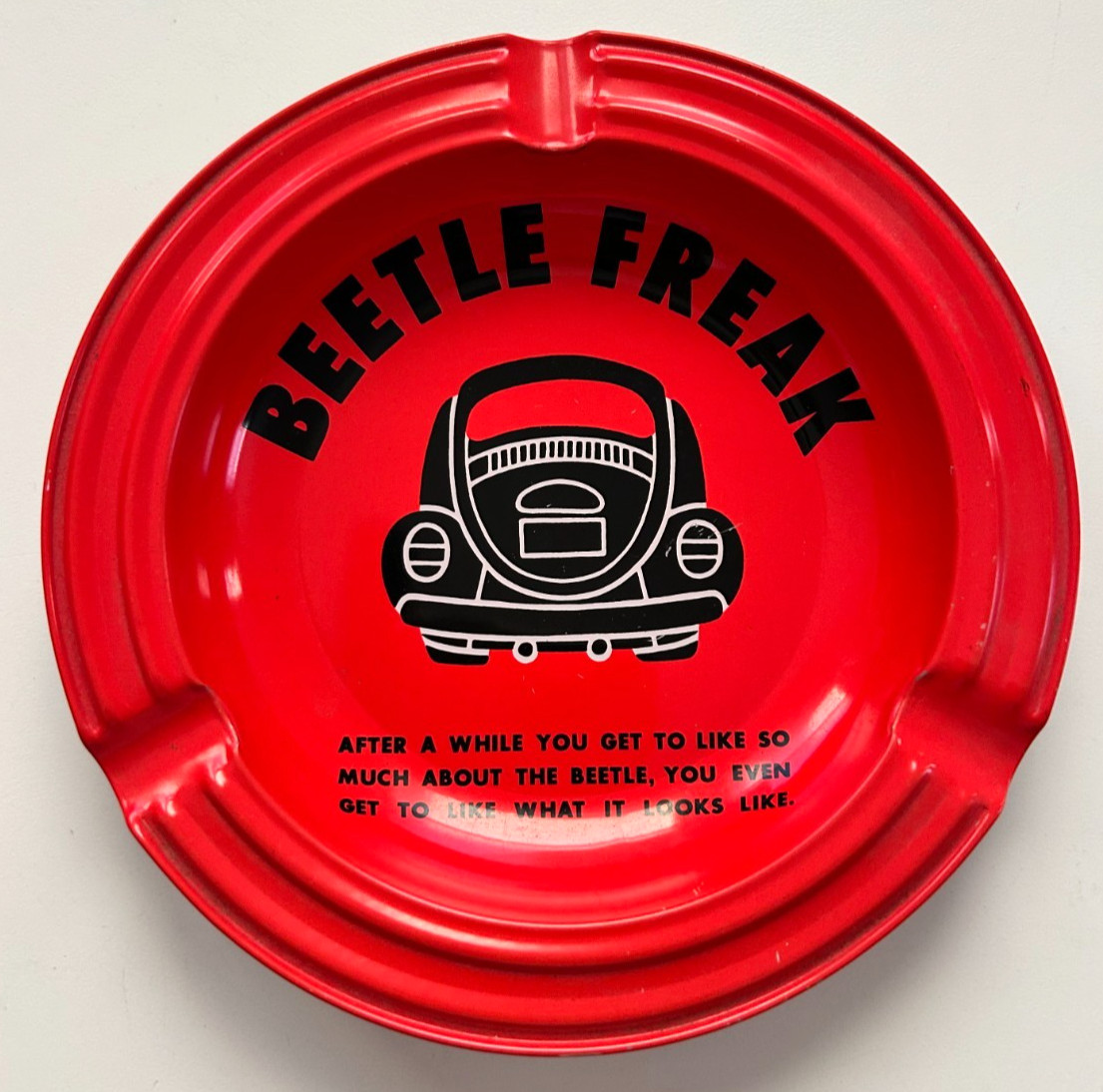 RARE Vintage Volkswagen VW Beetle Freak Tin Metal Ashtray Collectible