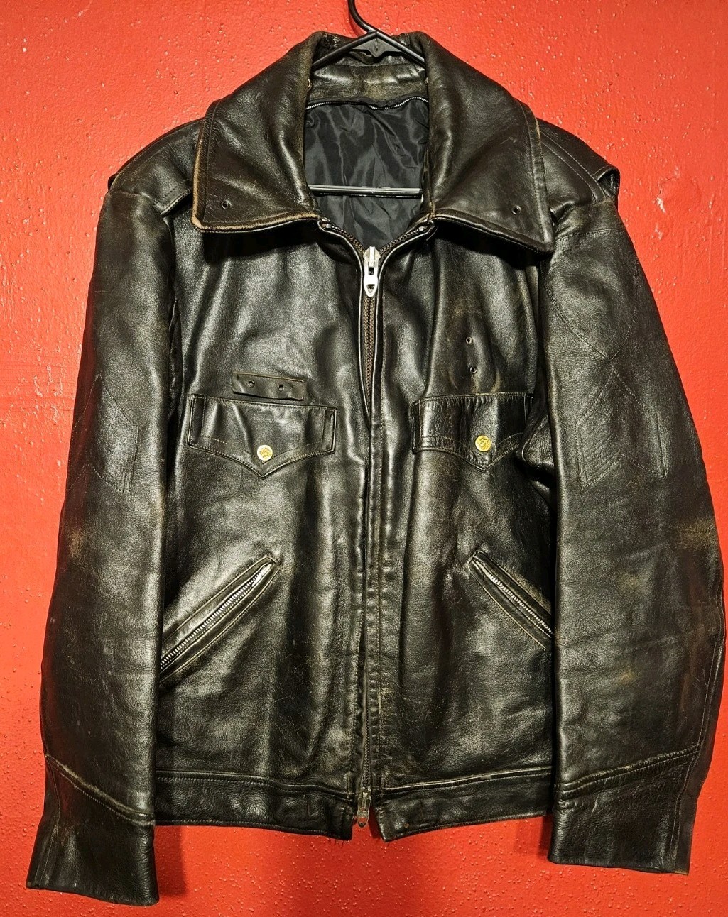 Vintage 60s New Jersey Police Horsehide Motorcycle Jacket