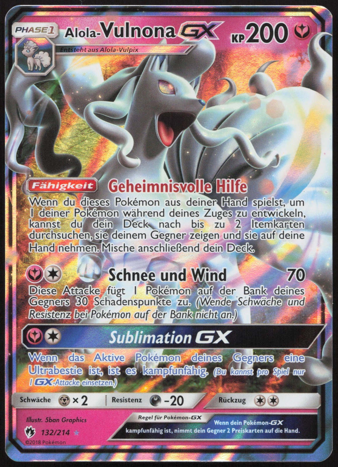 Alola Vulnona GX Ultra Rare Echo of Thunder 132/214 NM DE