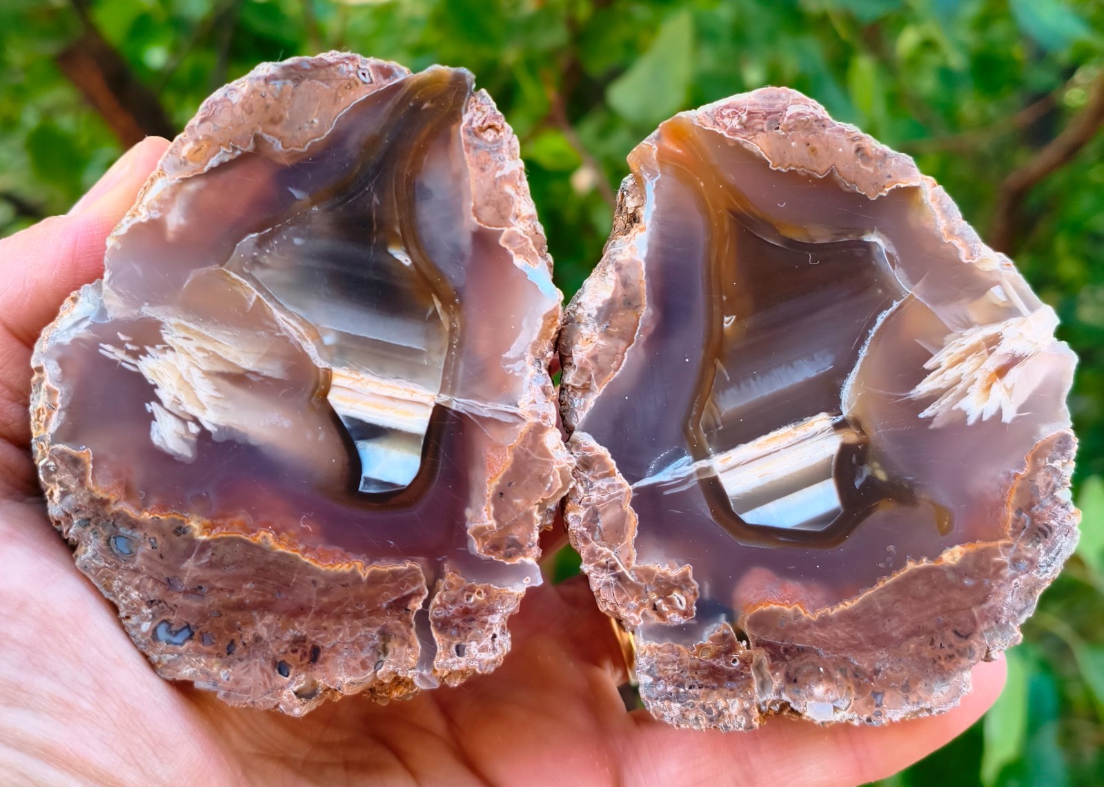Mirror Polished Pink Waterline Thunderegg Agate Pair Mirror Polished Pink Waterline Thunderegg Agate Pair