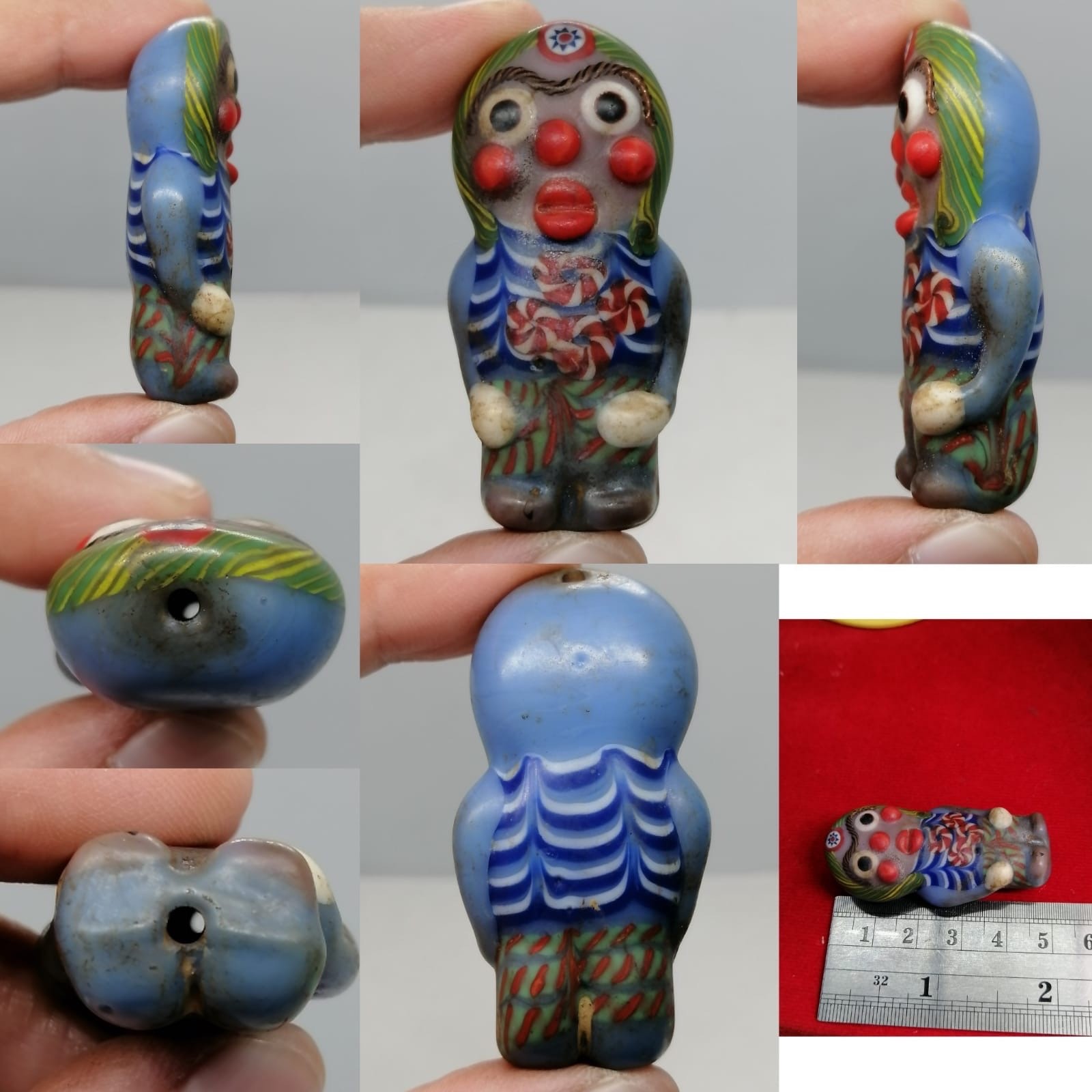 Old mosaic glass wonderful old carved amulet pendant