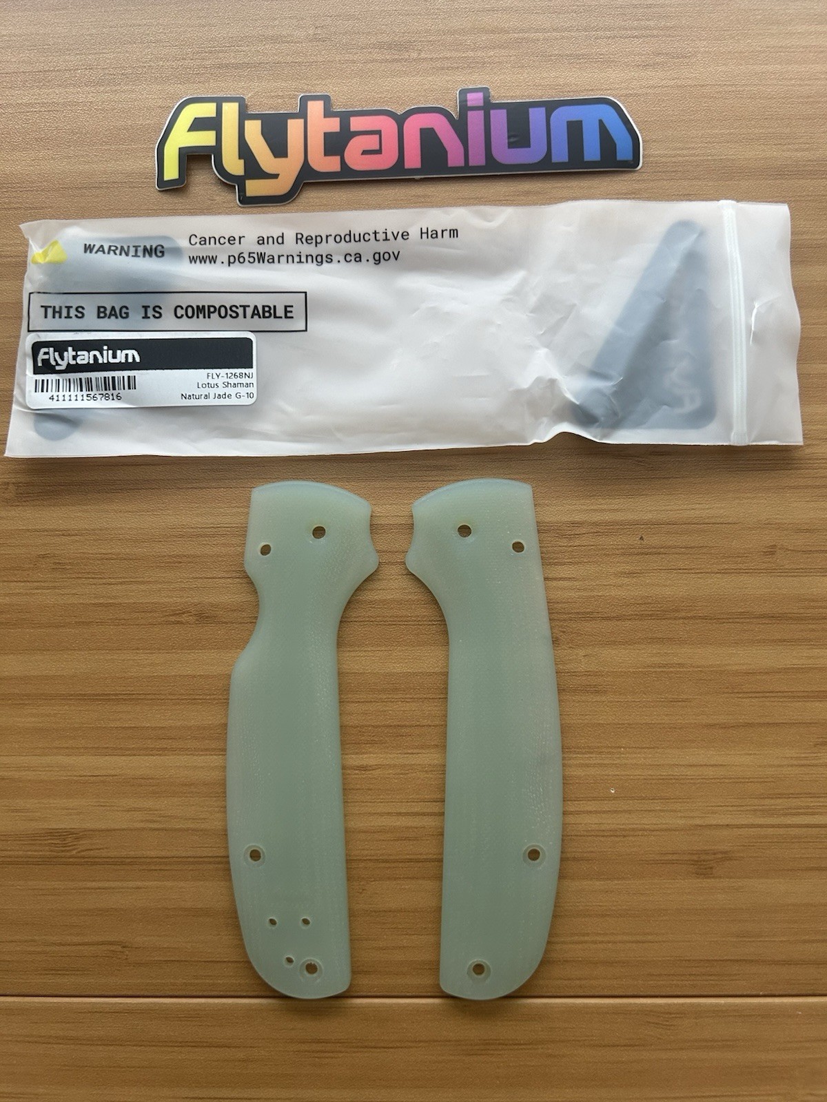 Spyderco Shaman Flytanium Handle Scales - Lotus Natural Jade G10 FLY-1268NJ