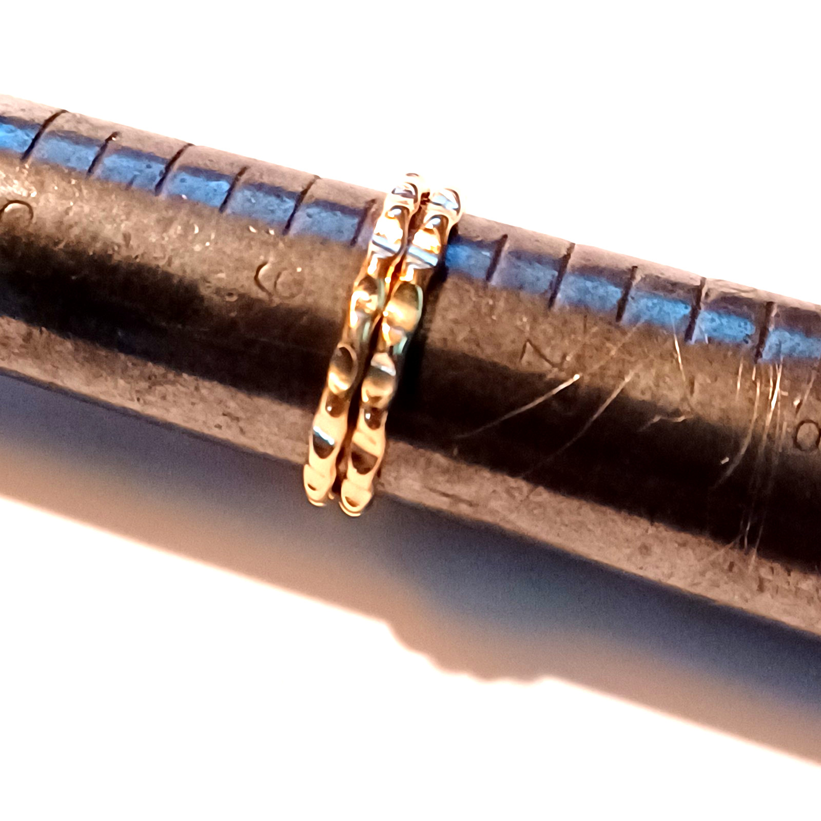 Two Victorian Style 14k Gold Minimalist Stackable Knuckle 2mm wide Ring Sz 6.5