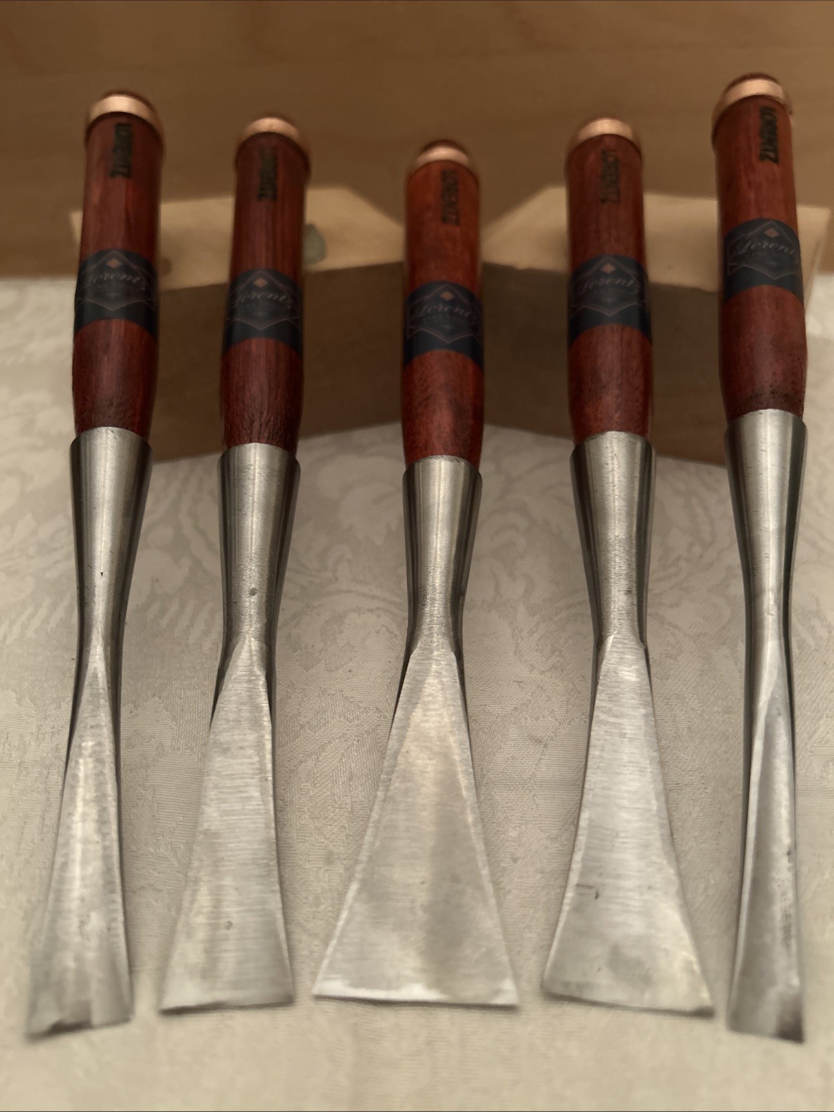 Custom Forged 5 Gouge Set # 3 Slight U 30mm - 10mm & 4 Dog Leg Spoon Set Custom Forged 5 Gouge Set # 3 Slight U 30mm - 10mm & 4 Dog Leg Spoon Set