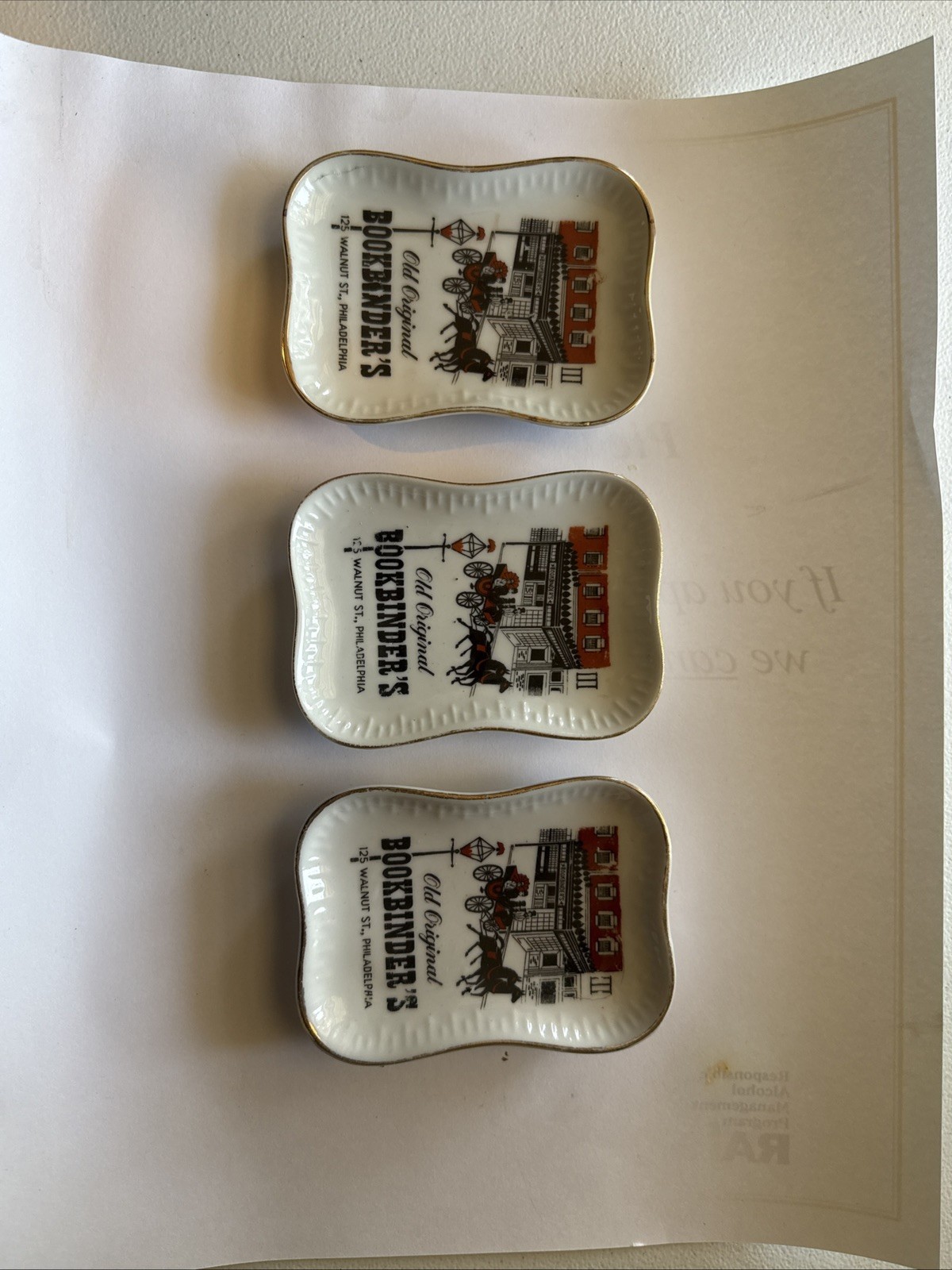 VTG Porcelain Trinket Tip Tray Ashtray Old Original Bookbinder's Philadelphia PA VTG Porcelain Trinket Tip Tray Ashtray Old Original Bookbinder's Philadelphia PA