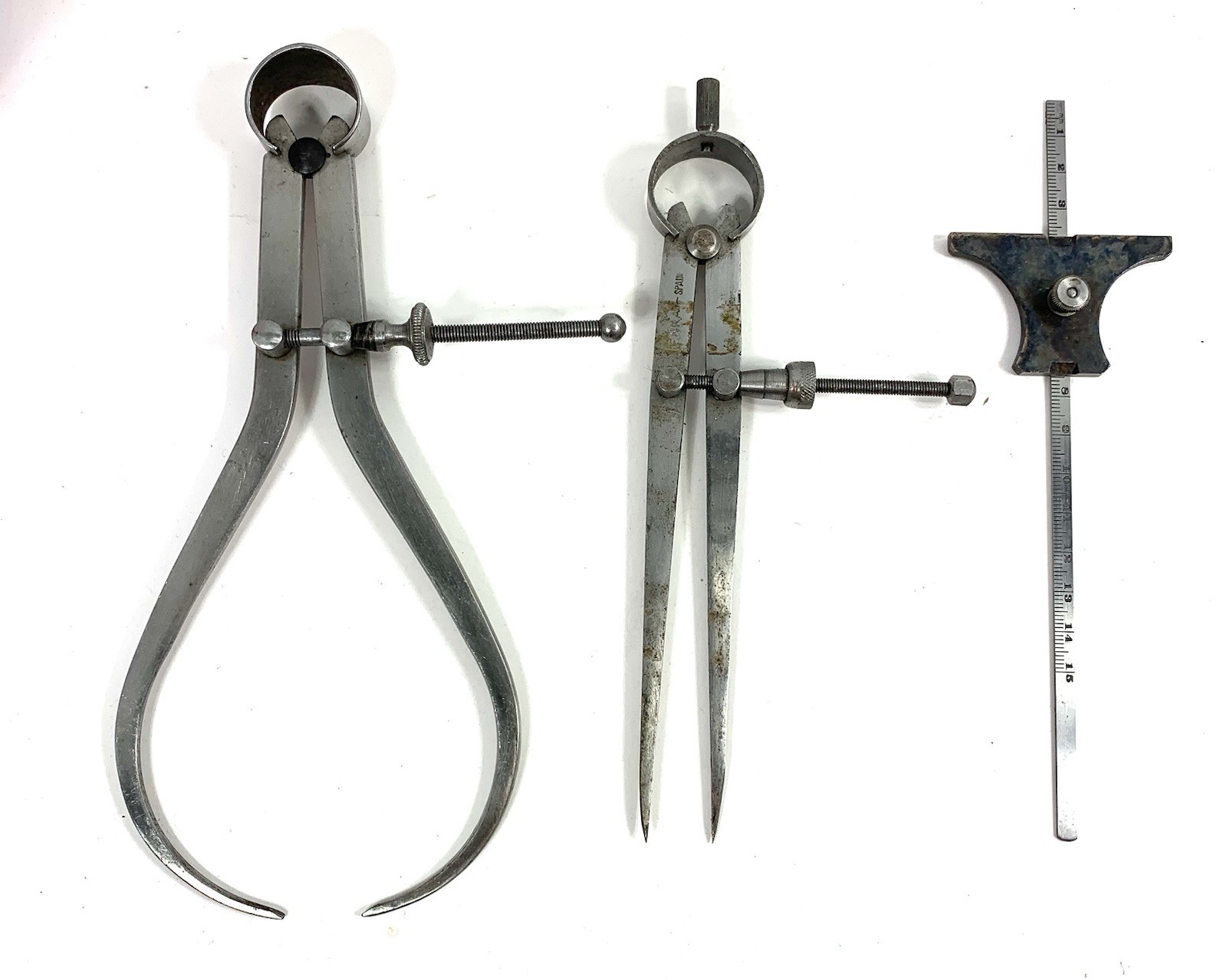 3-PC Machinist Tool Lot Moore & Wright, Inside / Outside Spring Caliper, Enkay