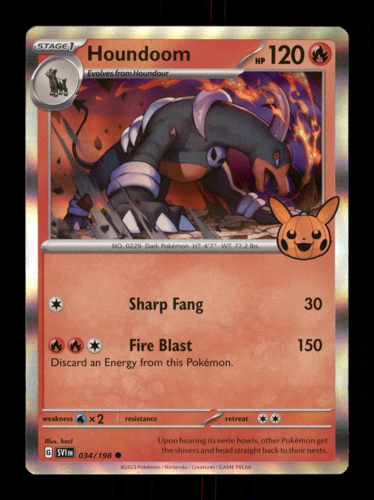 Houndoom 034/198 Holo BOOster Trick Or Trade 2023 Pokemon Trading Card TCG Houndoom 034/198 Holo BOOster Trick Or Trade 2023 Pokemon Trading Card TCG