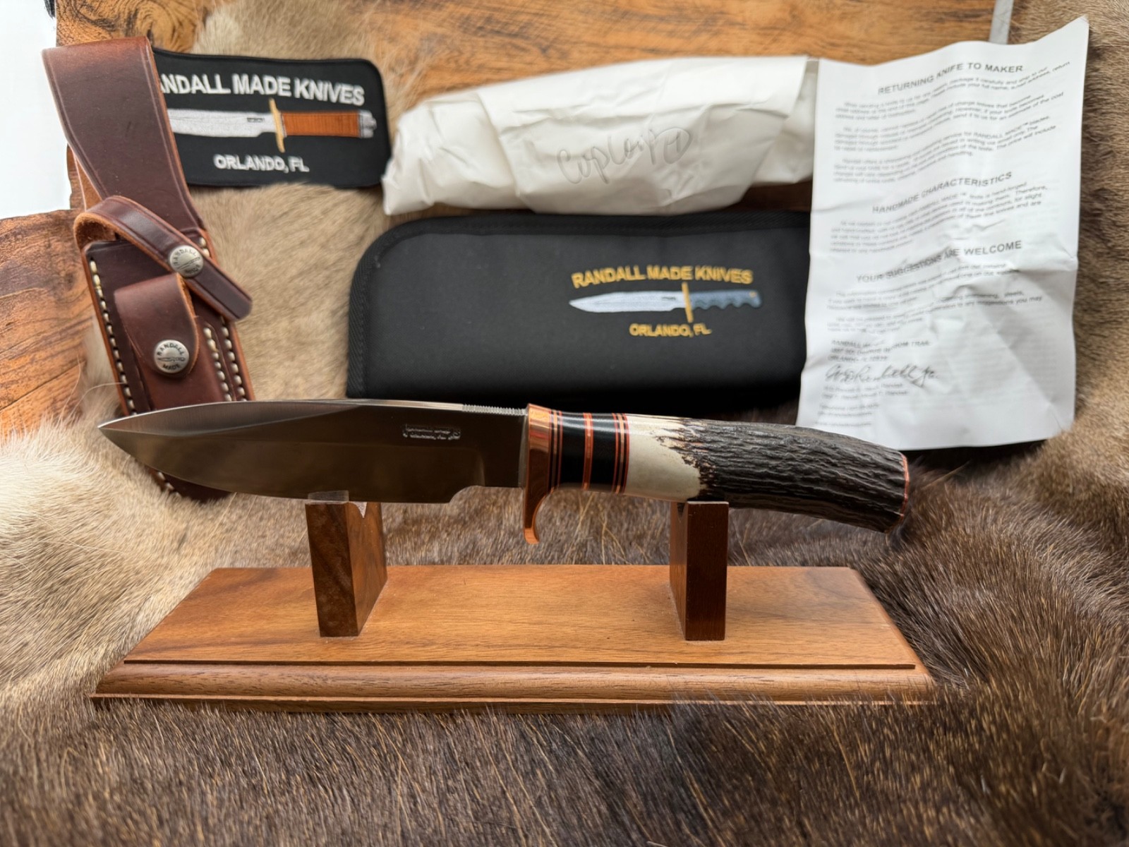 Randall Model 27 Copper Companion Knife With Stag Handles Leather Sheath Mint