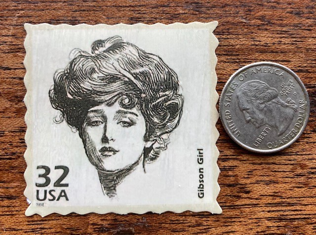 Gibson Girl USA Postage Stamp STICKER Retro Vintage Style World Travel Postcard Gibson Girl USA Postage Stamp STICKER Retro Vintage Style World Travel Postcard