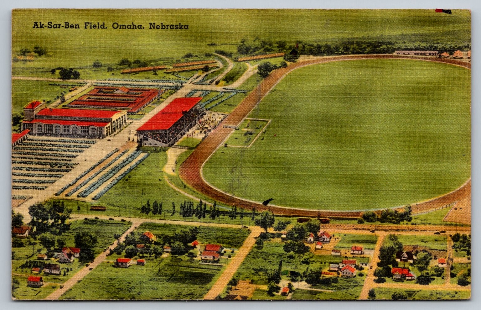 Vintage Ak-Sar-Ben Field Omaha Nebraska Linen Postcard Race Track Vintage Ak-Sar-Ben Field Omaha Nebraska Linen Postcard Race Track
