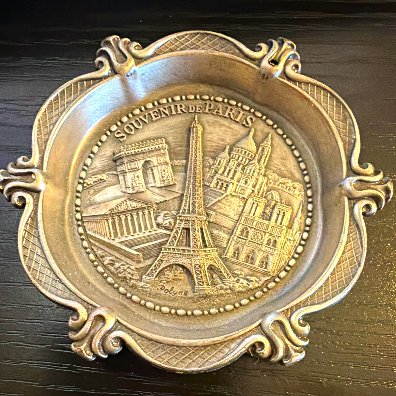 Vintage Souvenir de Paris France Metal Souvenir Dish Made in France
