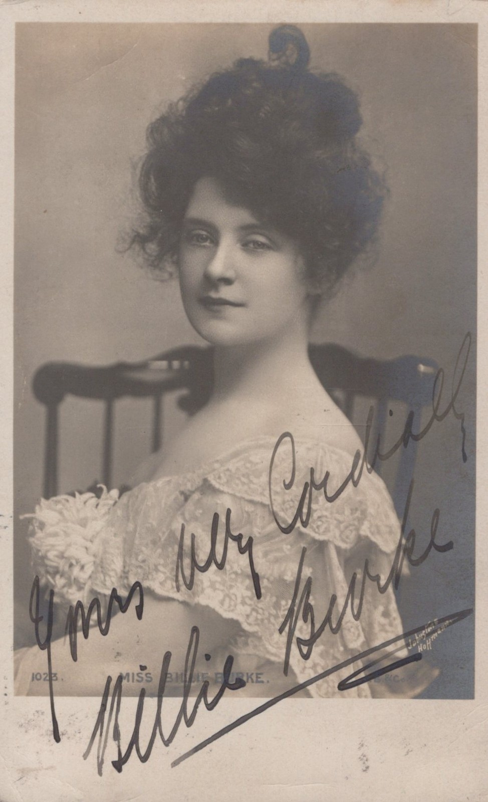 Billie Burke London UK stage actress 1908 - HAND SIGNED RPPC Photo Postcard
