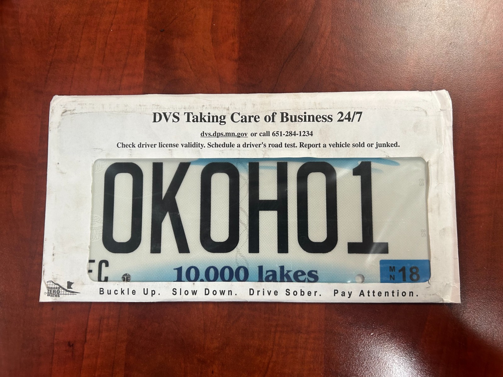 TWO (2) Minnesota Personalized License Plates OKOHO1 NEW In Sealed Envelope