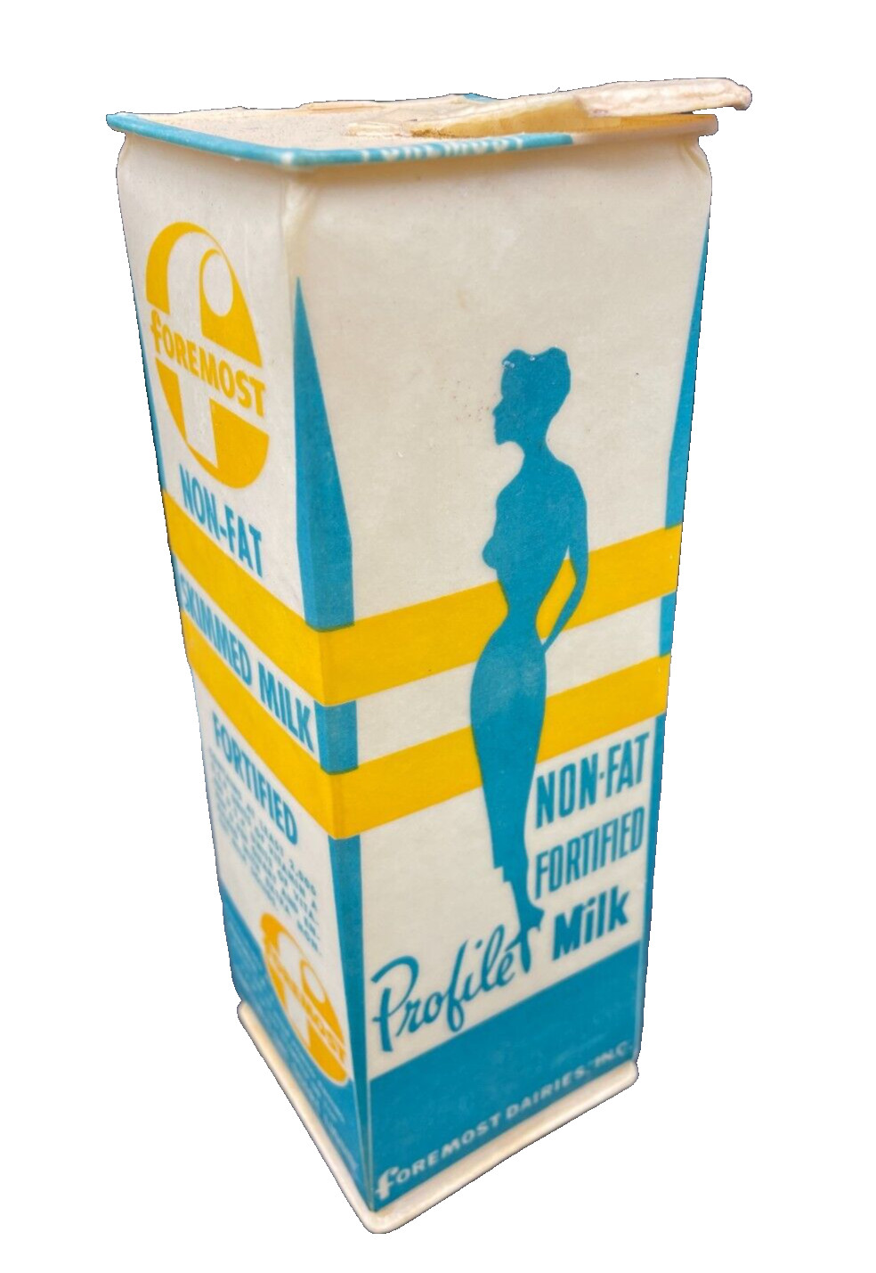 Vintage Milk Carton Wax Coated PROFILE Non-Fat Milk BEAUTIFUL DISPLAY Prop Vintage Milk Carton Wax Coated PROFILE Non-Fat Milk BEAUTIFUL DISPLAY Prop