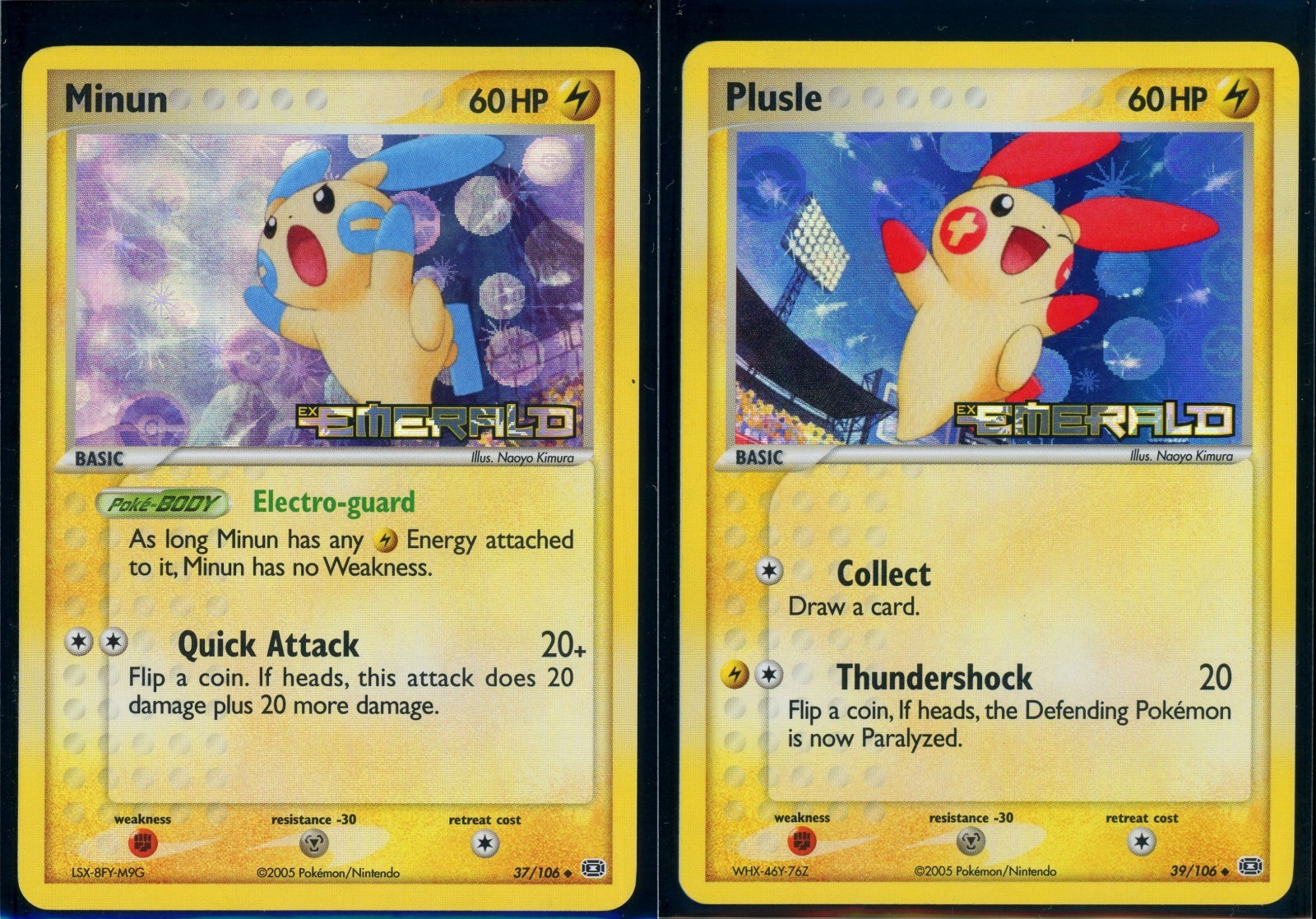 Pokemon EX EMERALD - #37/106 Minun #39/106 Plusle - Reverse Holo - ENG - LP Pokemon EX EMERALD - #37/106 Minun #39/106 Plusle - Reverse Holo - ENG - LP