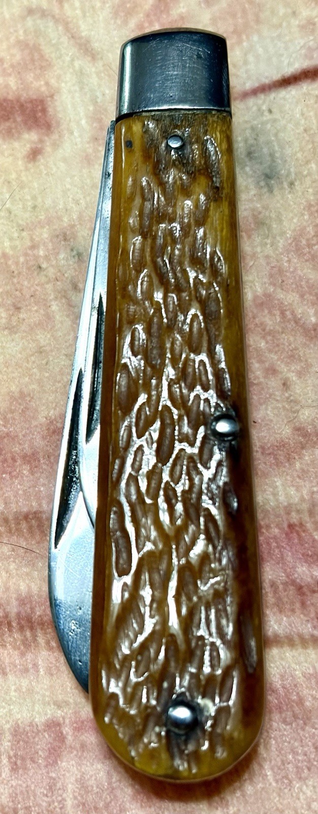 Vintage Voos Barehead 2 Blade Jack Knife. Bone Scales.