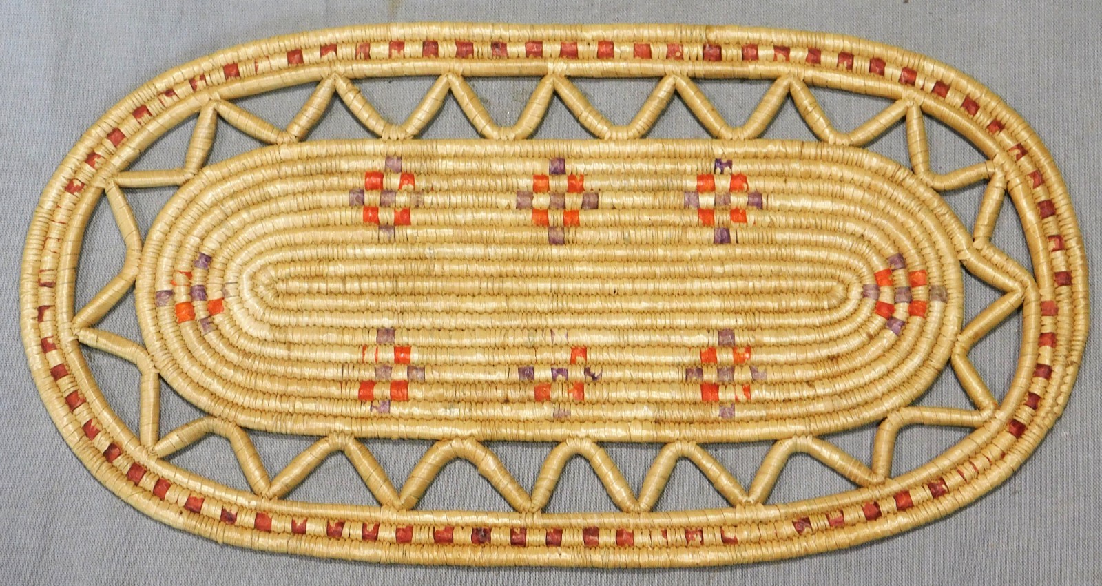 Antique Native American Papago Tohono O\'Odham atr coaster trivet table mat c1900
