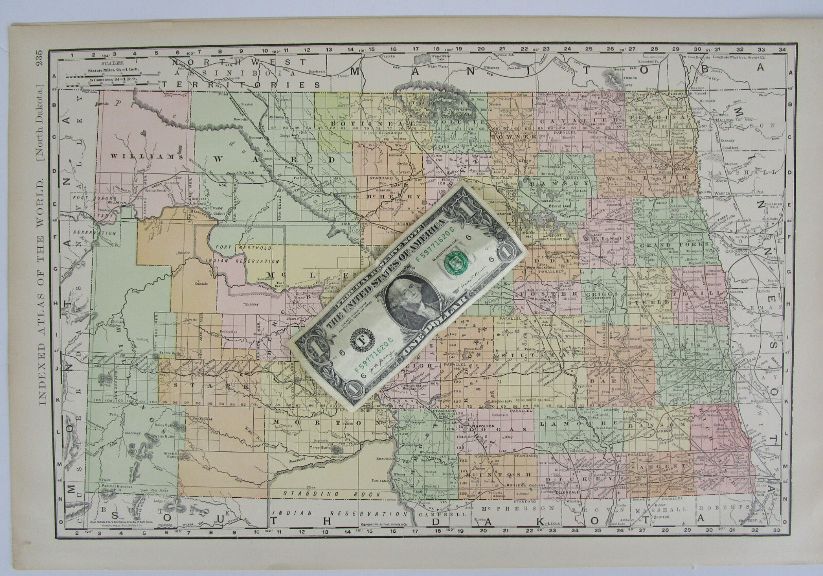 ND DATED 1902 NORTH DAKOTA RAND McNALLY NEW BUSINESS ATLAS Map. Full index