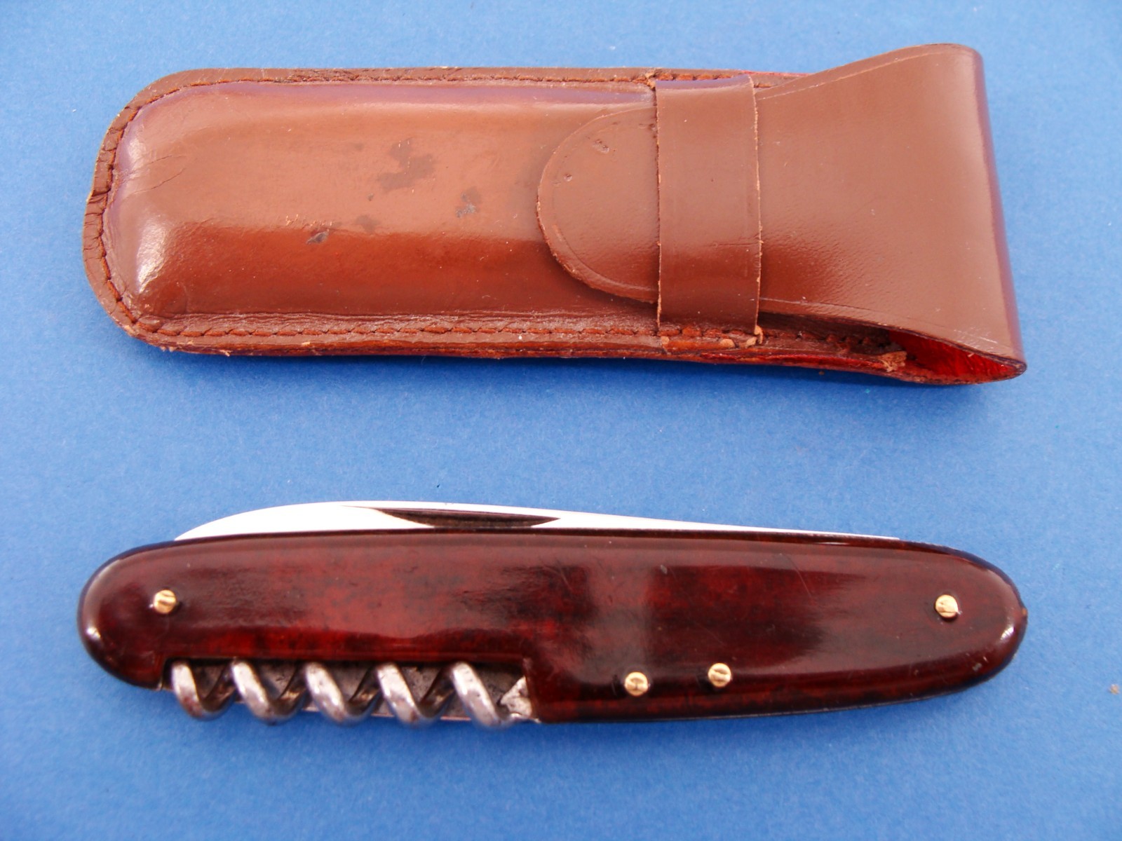 VINTAGE OMEGA WERK GERMANY POCKET KNIFE & CASE JOSEPH FEIST CORKSCREW KNIVES
