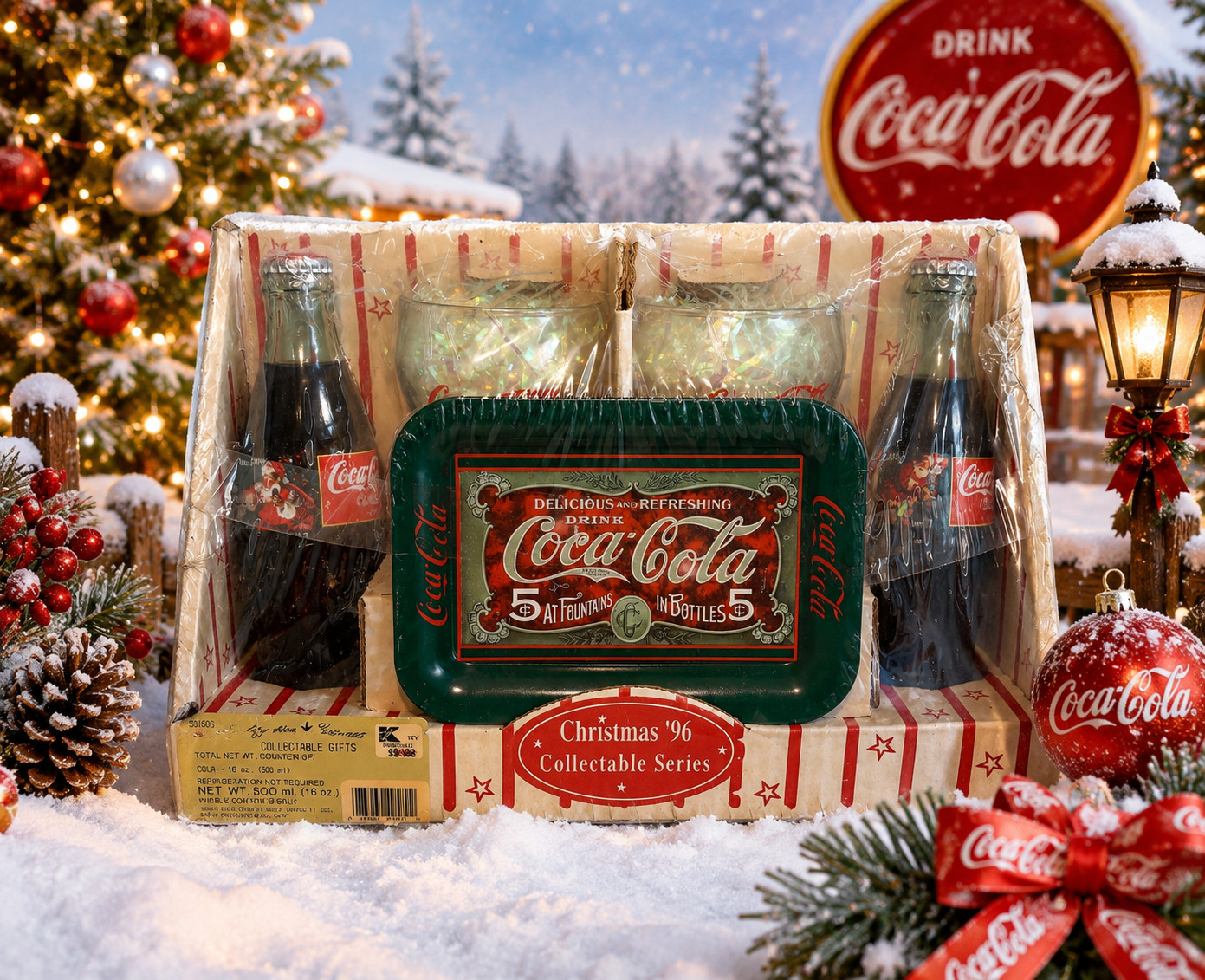Coca-Cola 1996 Christmas Collectable Gift Set Multicolor Original Soda Coca-Cola 1996 Christmas Collectable Gift Set Multicolor Original Soda