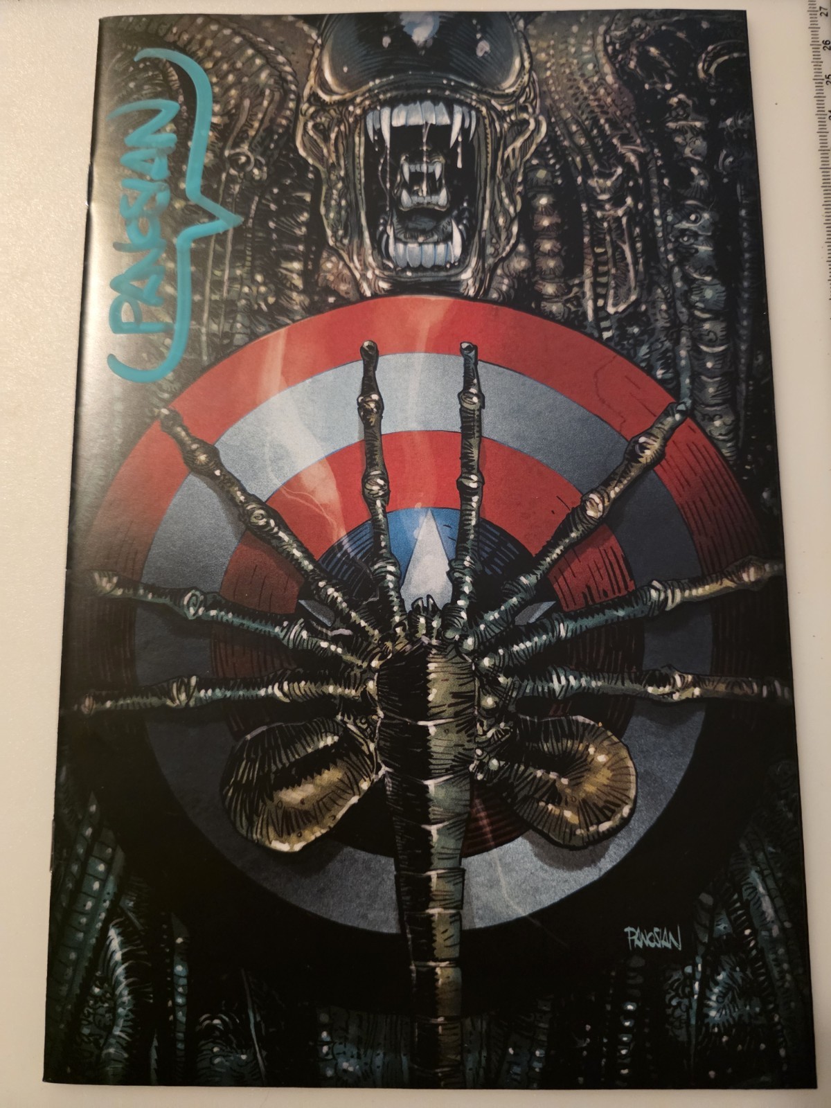 -Signed- Alien vs Captain America #1 Dan Panosian 1:25 Virgin Variant W/COA -Signed- Alien vs Captain America #1 Dan Panosian 1:25 Virgin Variant W/COA