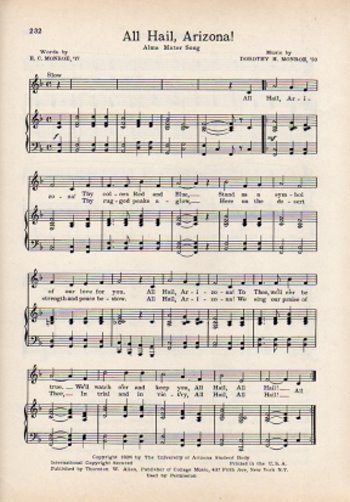 UNIVERSITY OF ARIZONA Vtg Song 1941 