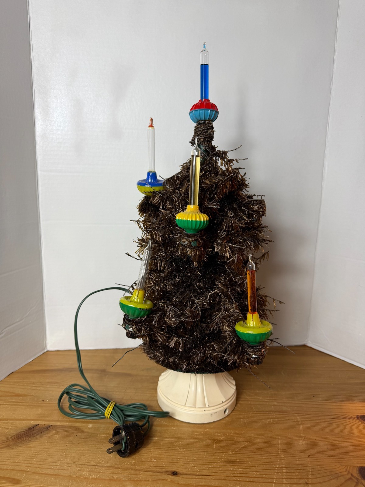 Vtg 40's or 50's Noma Visca Tinsel Christmas Table Top Tree Lighted Parts